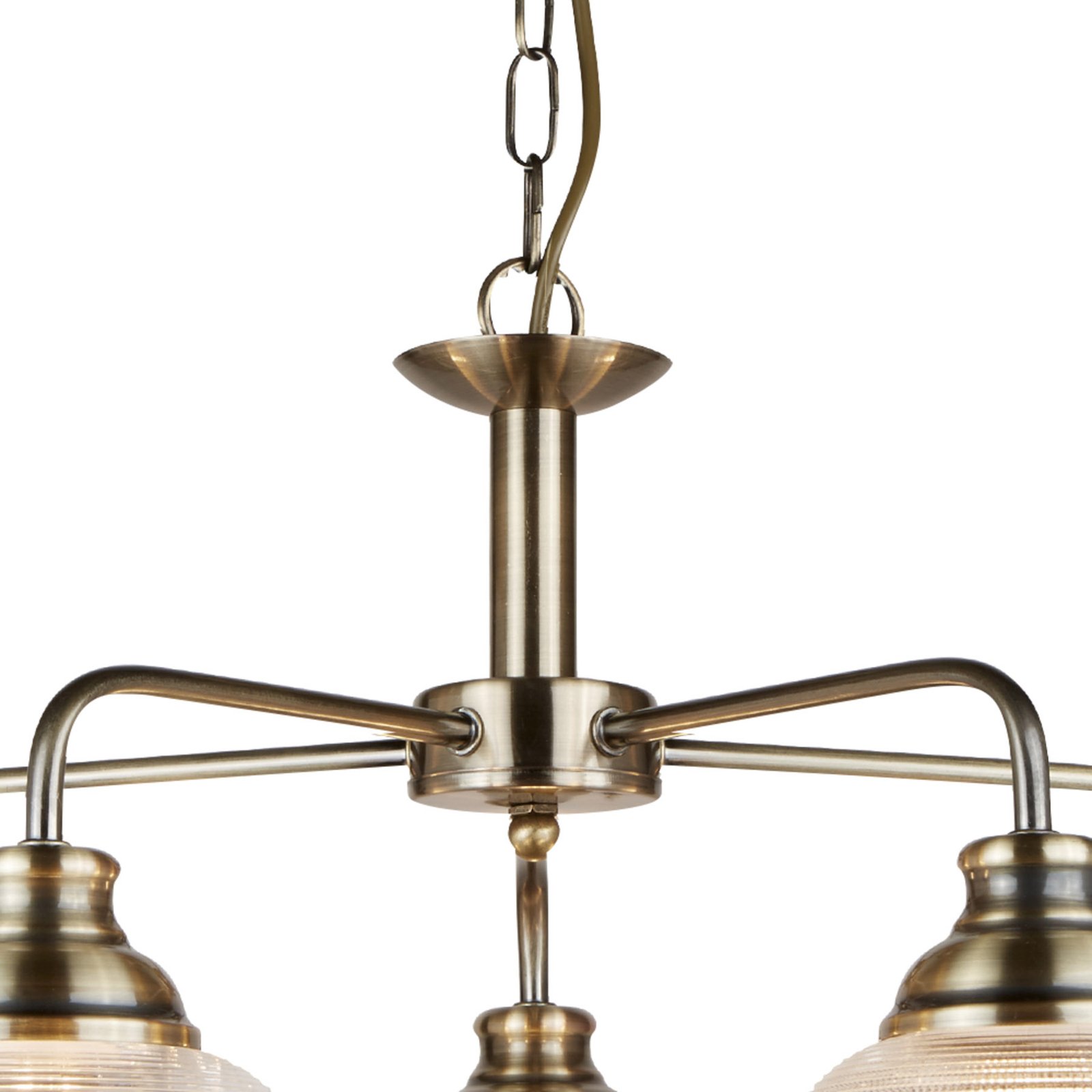 Hanglamp Bistro II 5-lamps messing/ribbelglas