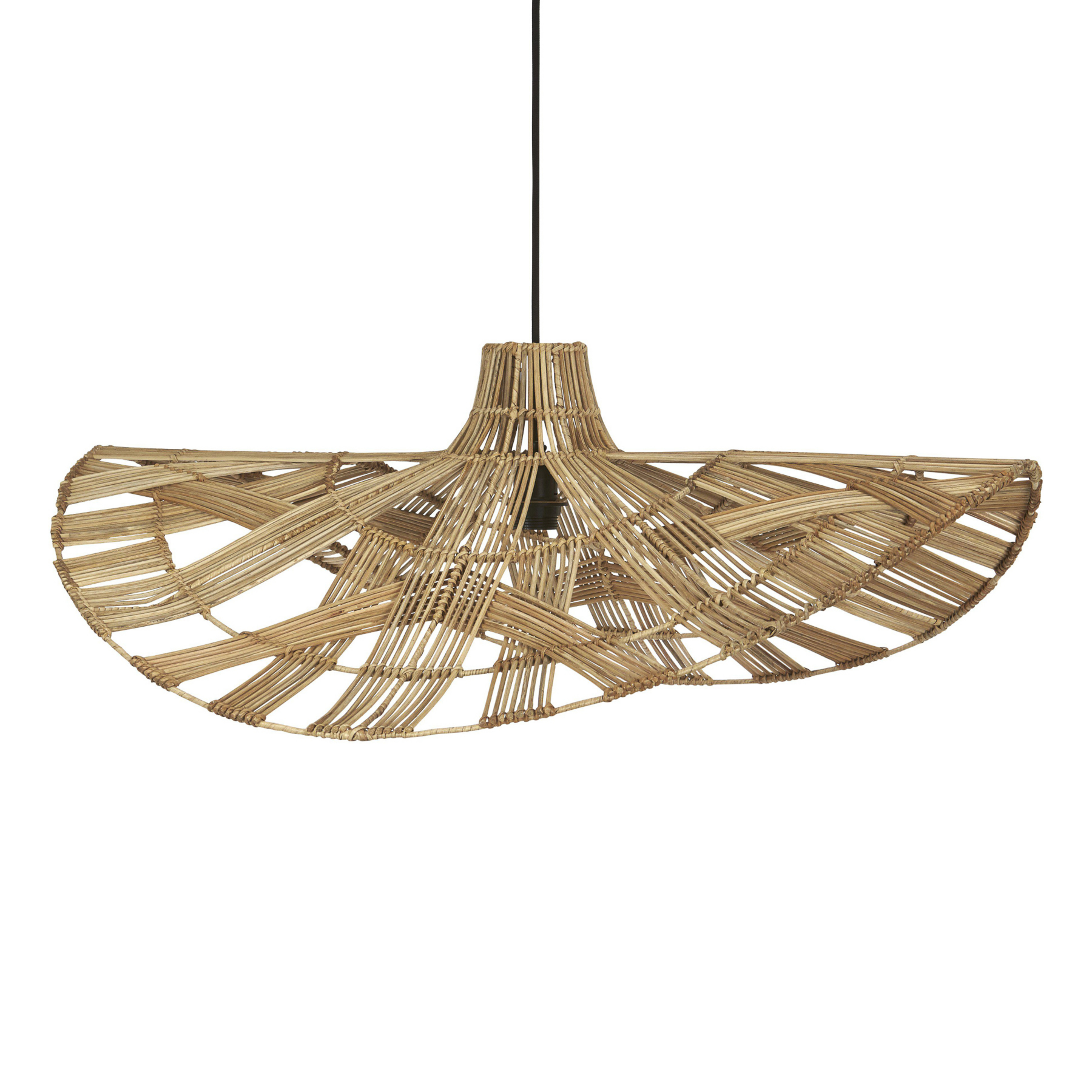 PR Home Wella Hängelampe Rattanschirm Wellenform