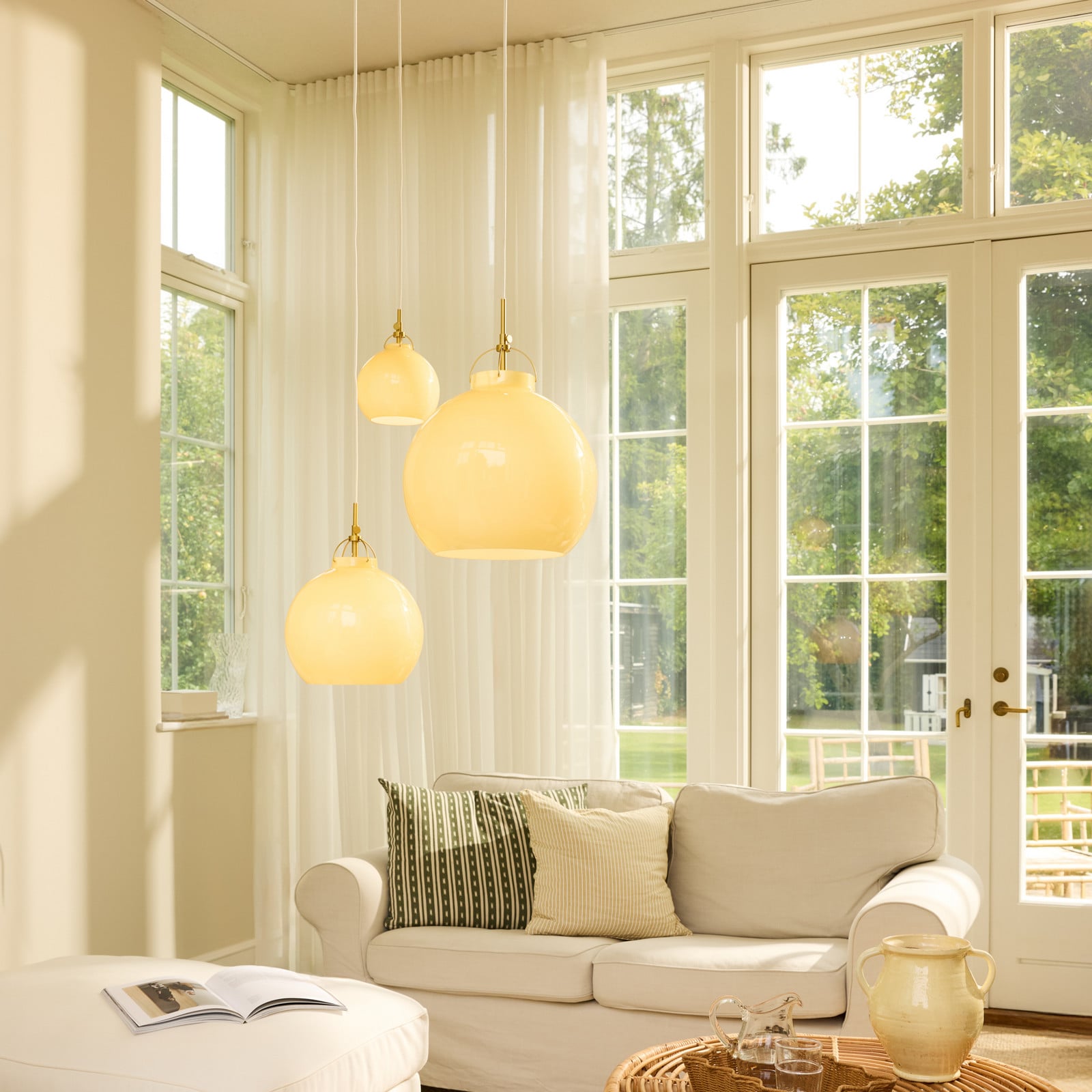 TOSCANA hængelampe, creme, Ø 36 cm, glas Halo Design - Spisestue - Med én lyskilde billede