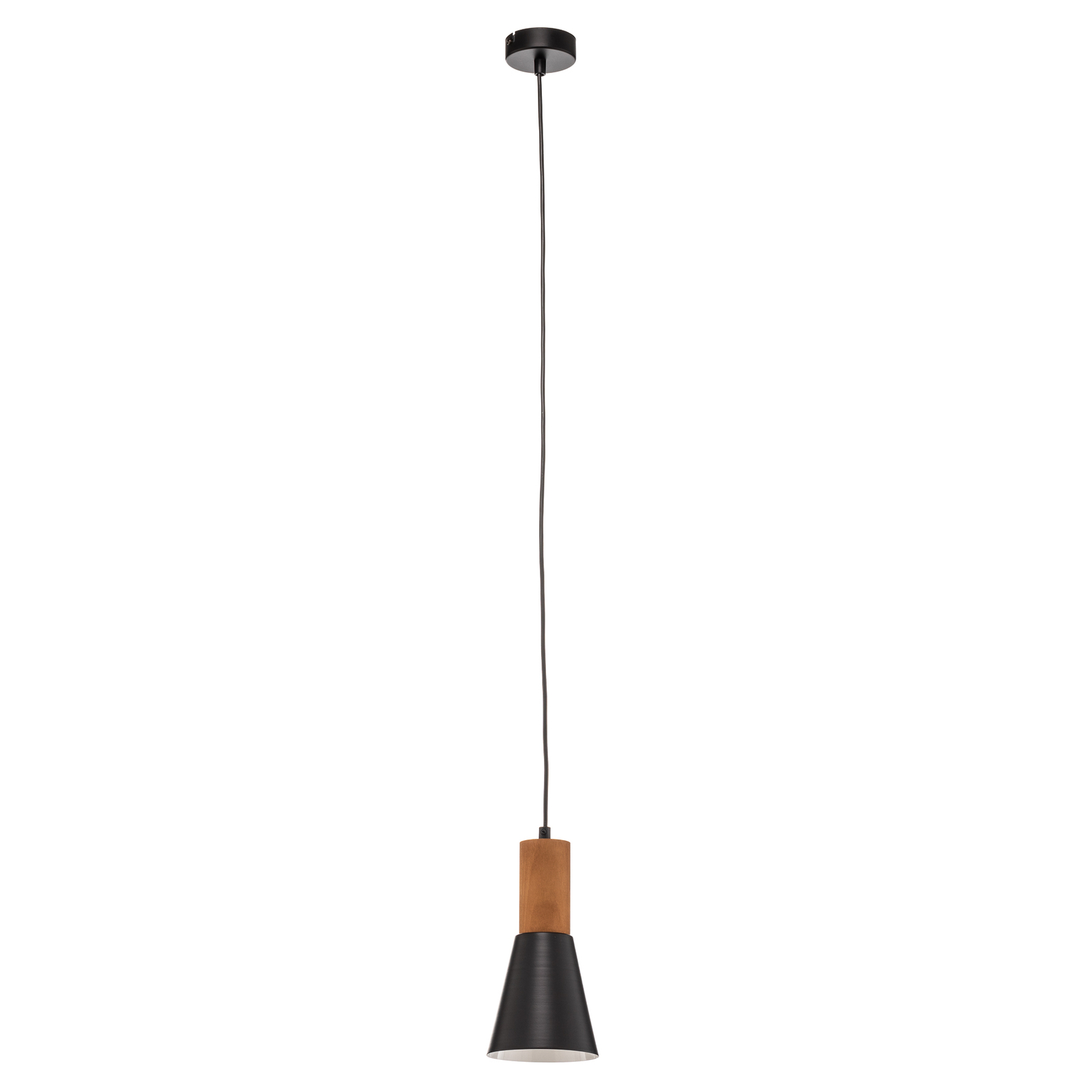 Hanglamp Esma, zwart, houtdetail, 1-lamp