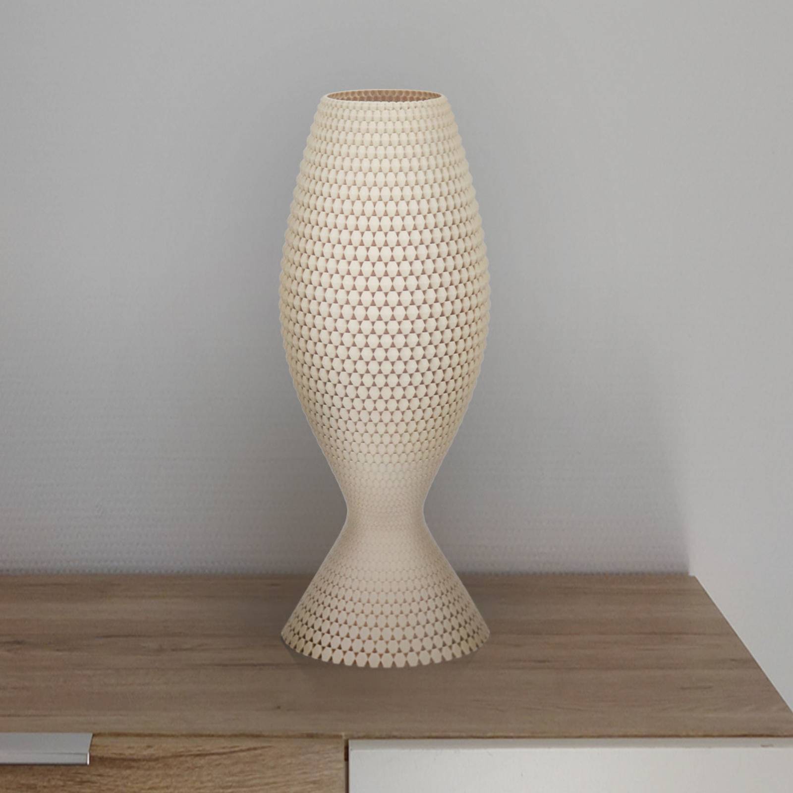 E-shop Diamantová stolová lampa z organického materiálu, ľan, 33 cm