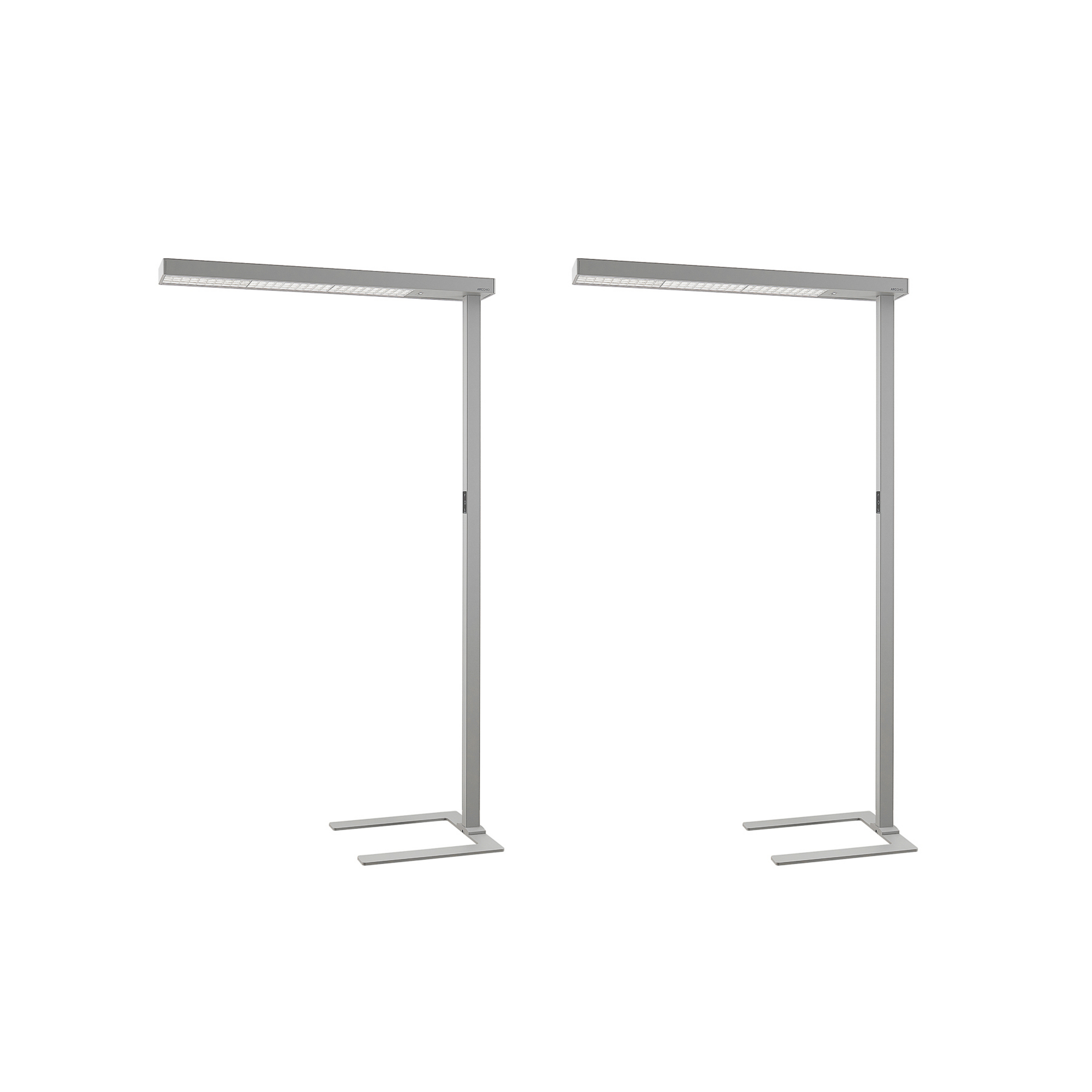 Kancelárska stojacia lampa Arcchio LED Susi, sada 2 ks, strieborná, senzor