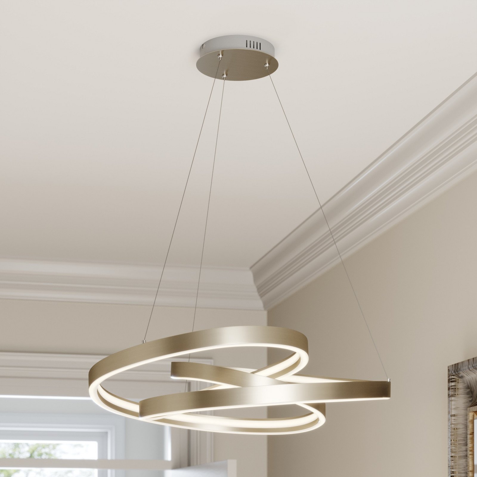 Lucande lampă suspendată LED Gunbritt Ø 80 cm argintiu dimabil - Camera de zi / sufragerie - modern - gri argintiu alb - Aluminiu