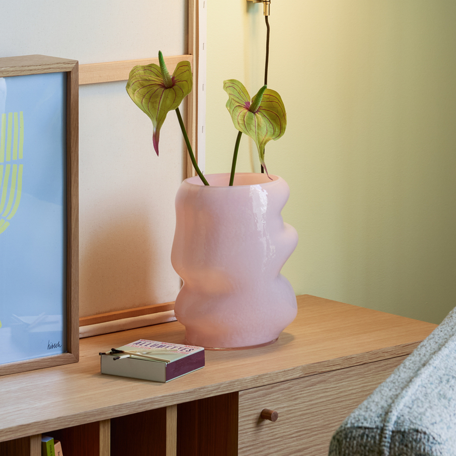 Vaso Lote, cor-de-rosa, altura 25 cm, vidro