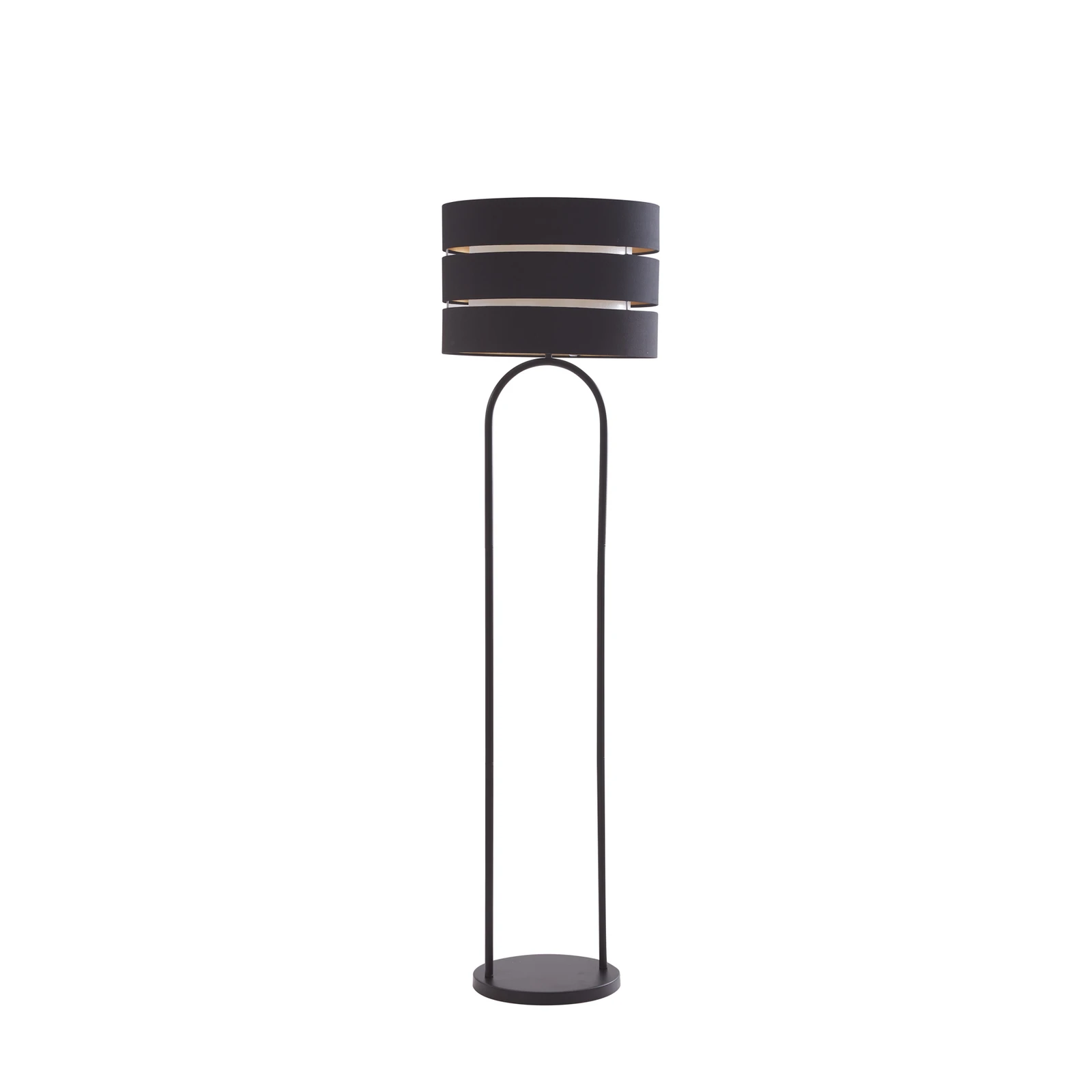 Lindby podna lampa Tsomo, Ø 40 cm, crna, tkanina, E27