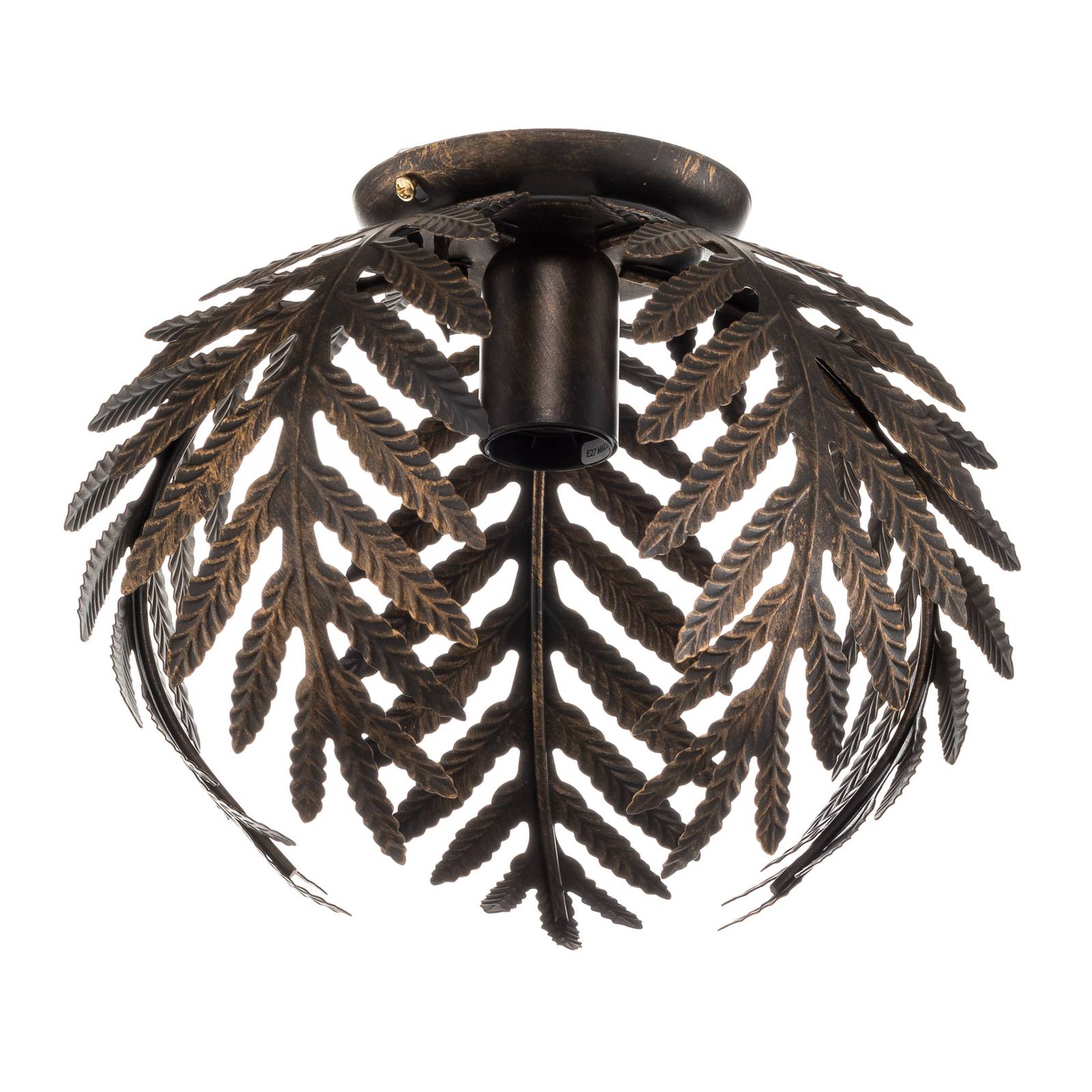 Lampa sufitowa Felce jako paproć w brązie, Ø 27 cm