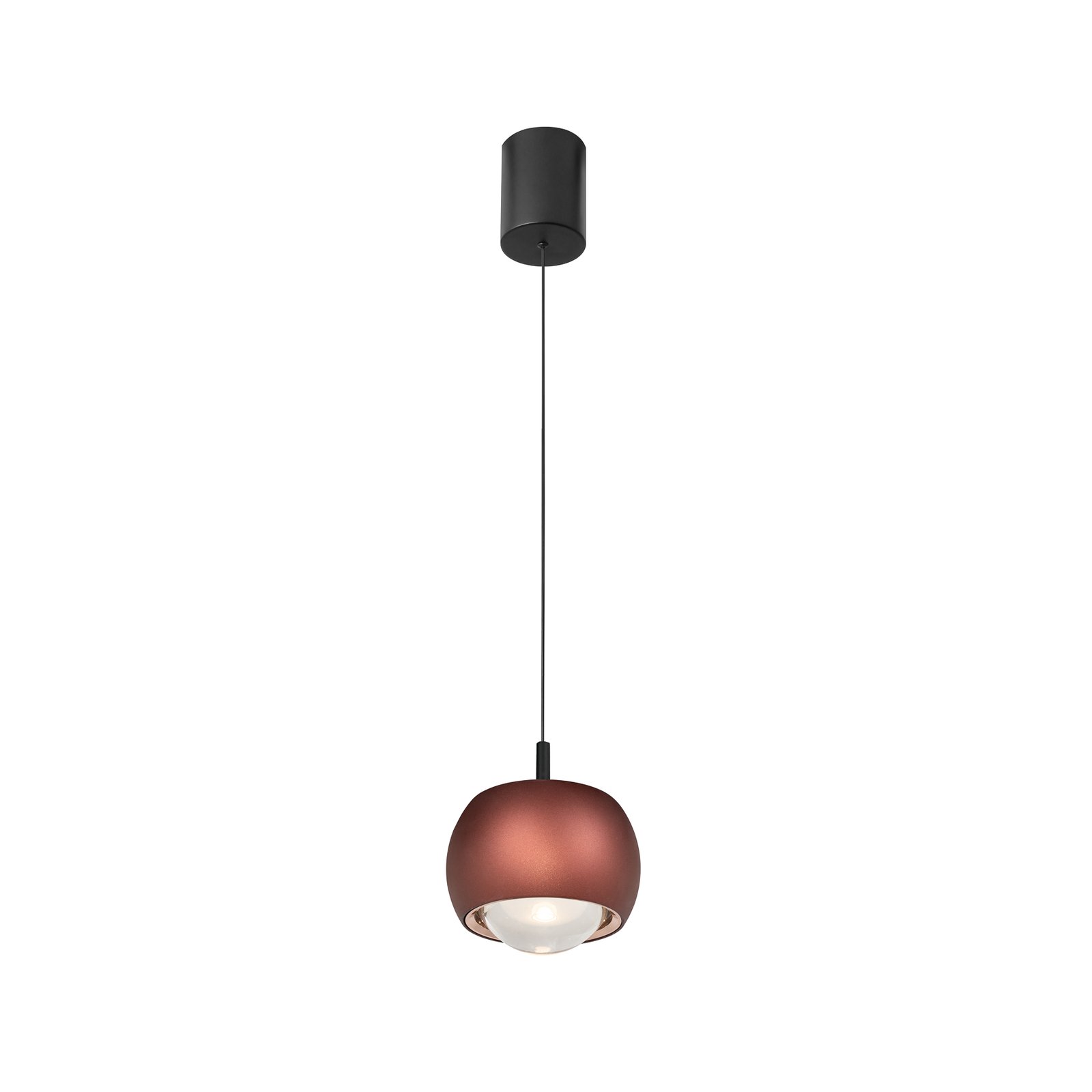 Roller hanglamp, koffie, in hoogte verstelbaar, glazen lens