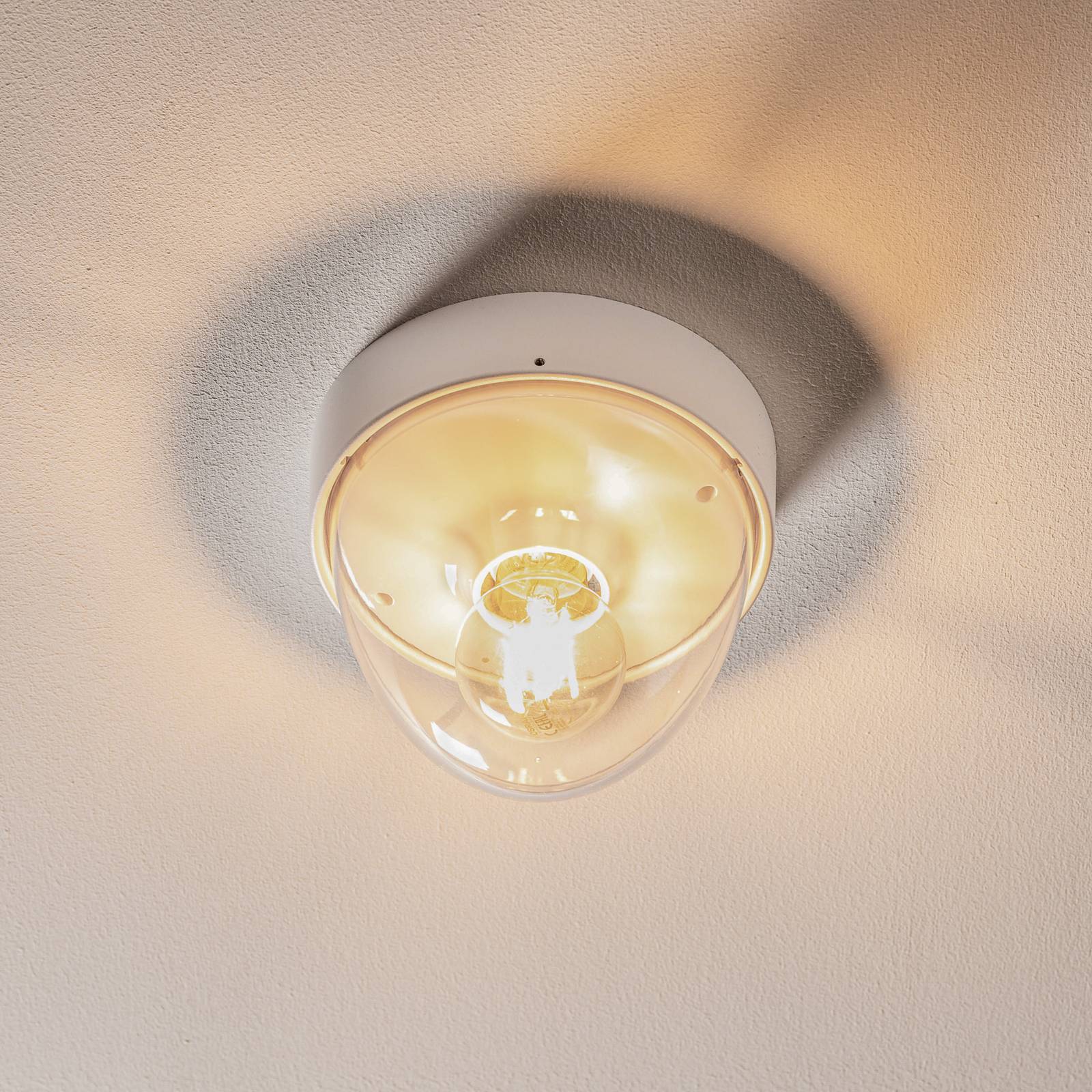 Lampa sufitowa Nook z przezroczystym kloszem biała