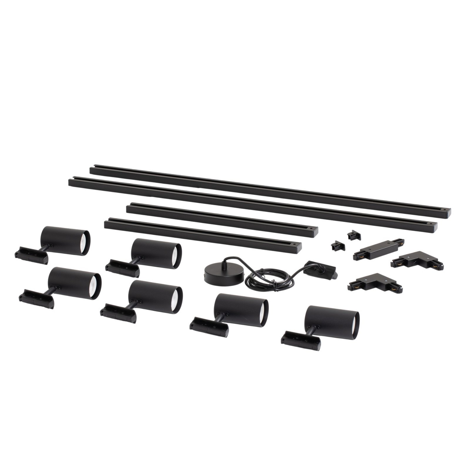 Sistem de șine Lindby Linaro, GU10, 6 becuri, negru, formă C