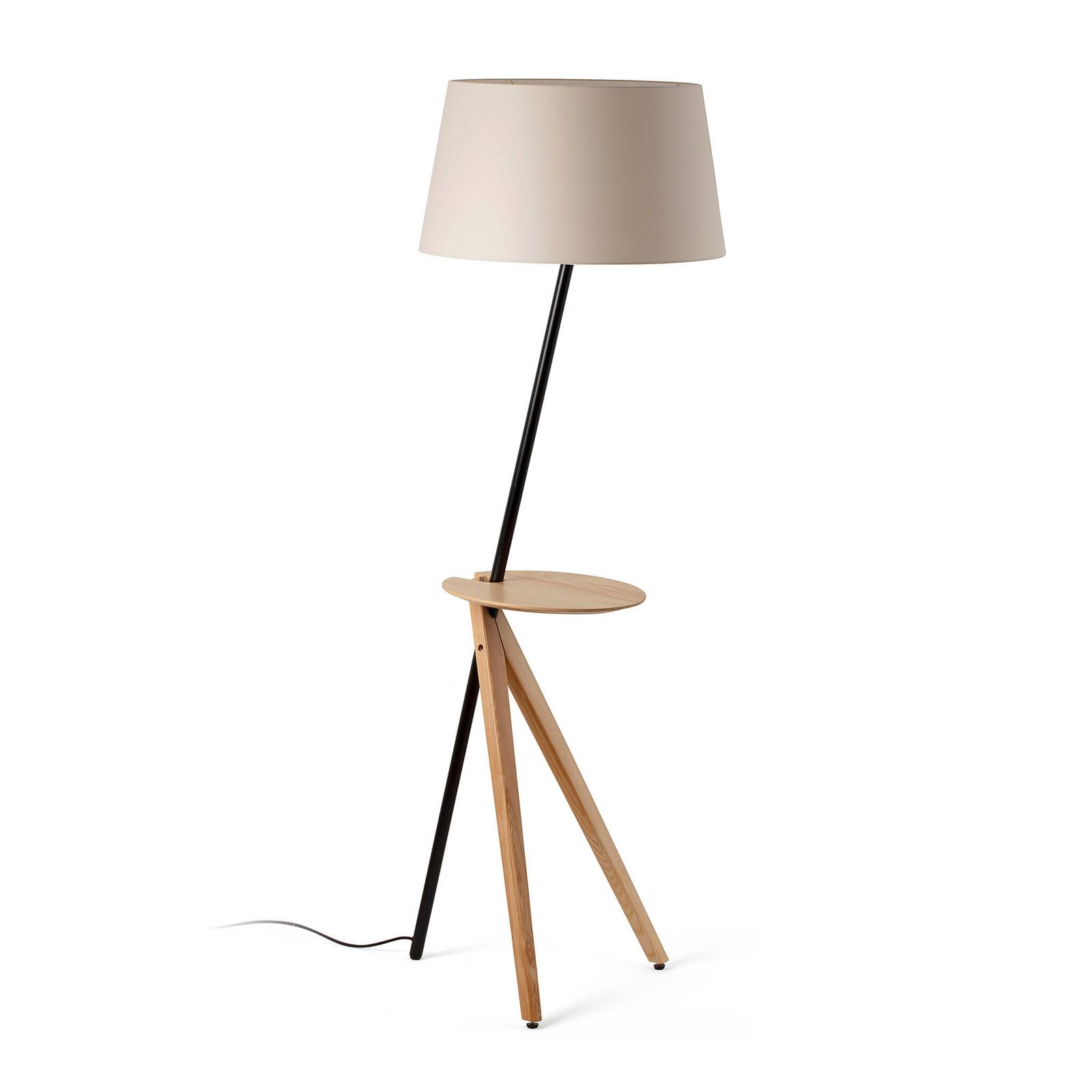 Faro Barcelona - faro 20057 Stehleuchte treewood tray E27 15W Eschenholz+Stahl Eschenholz Pergament Beige H175cm Ø545cm dimmbar