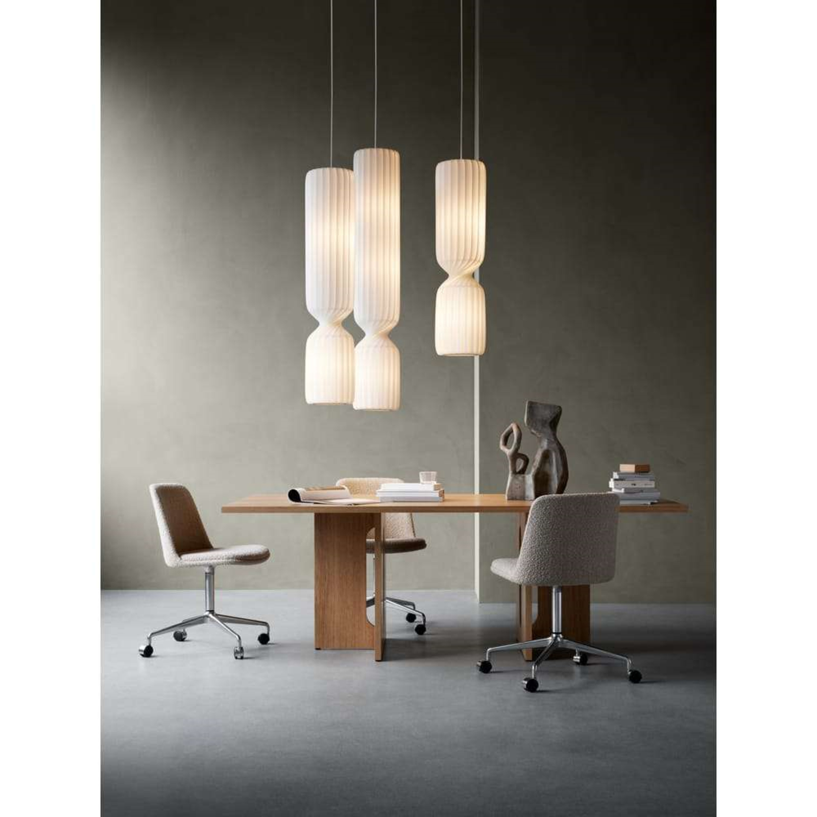 Lampada a sospensione Tom Rossau TR41, 120 cm, bianca, plastica, E27