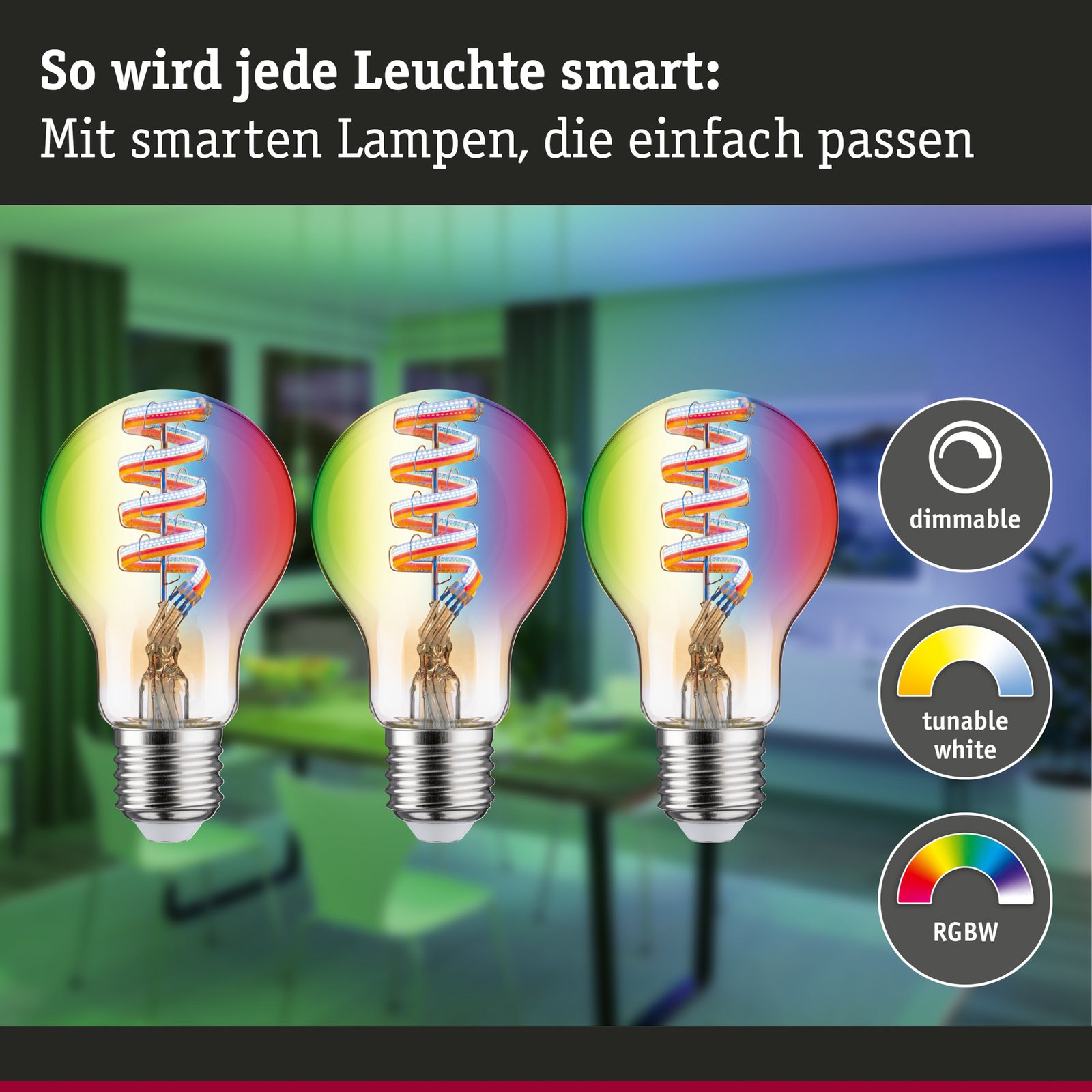 Paulmann LED žárovka ZigBee E27 6,3W RGBW zlatá 3x