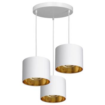 Hanglamp Soho, cilindrisch, rond 3-lamps wit/goud