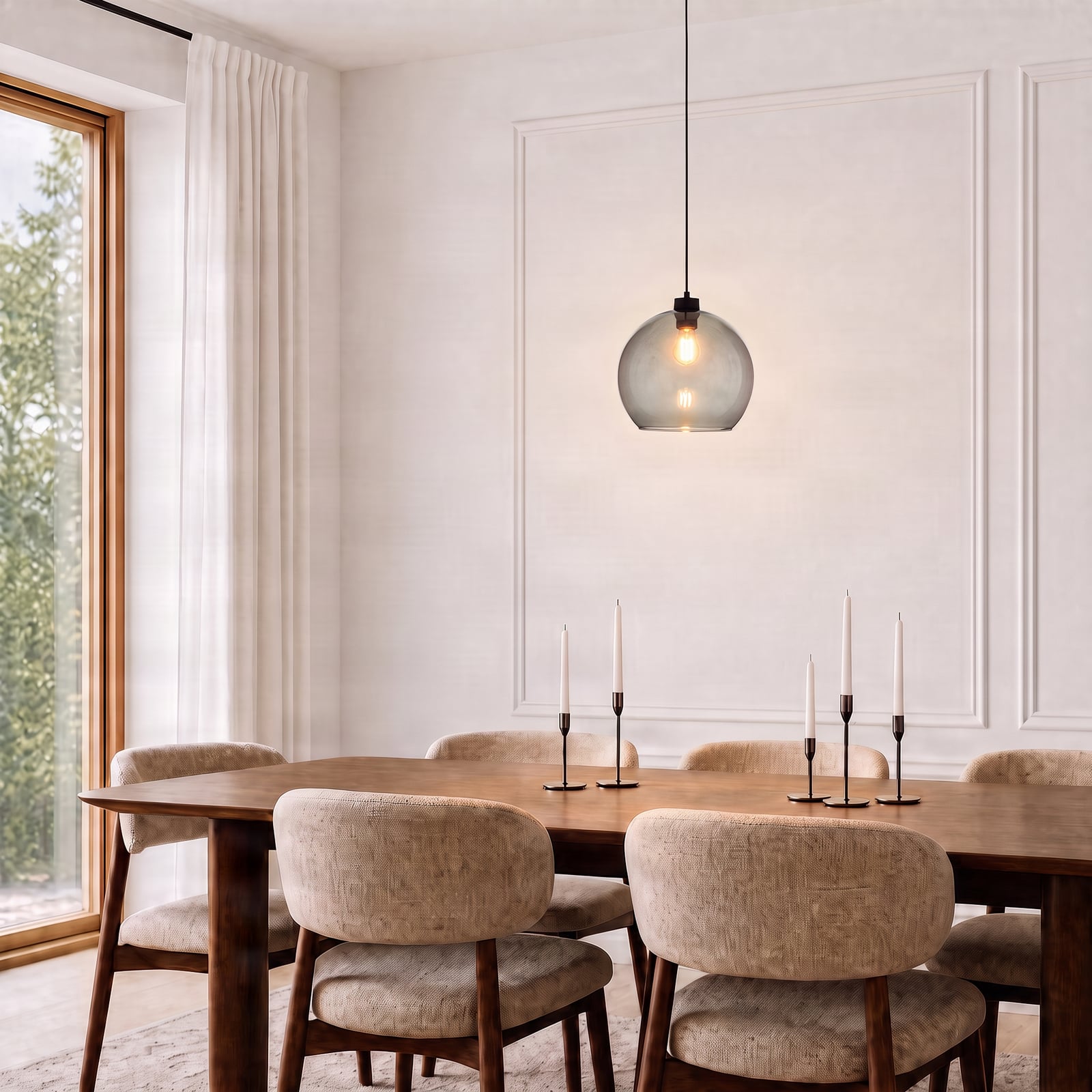 Cubus hanglamp Ø 30 cm rookgrijs glas E27