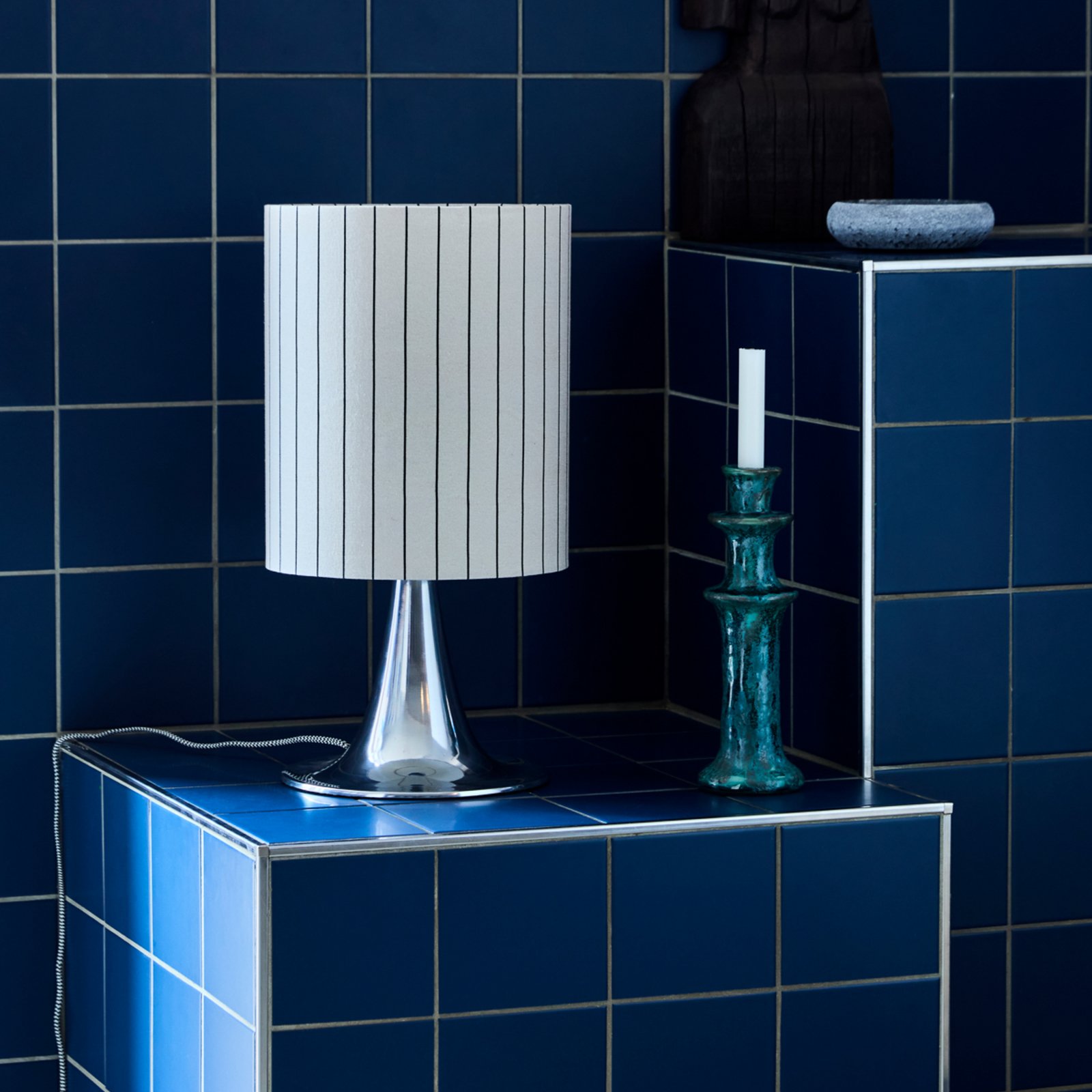 Stolní lampa Tulip 50 cm stříbrná bavlna - House Doctor Stolní lampa Tulip 50 cm stříbrná bavlna - House Doctor