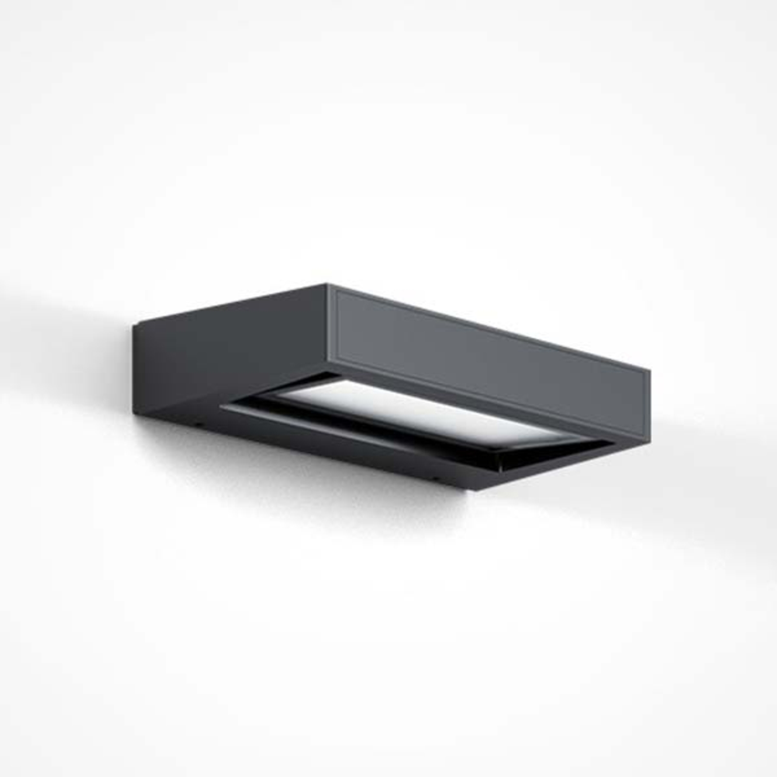 IP44.de Slim LED outdoor wall light Gap X, anthracite, die-cast aluminium, opal tempered glass, 12 W, energy efficiency: A, W: 22.8 cm, H: 4.3 cm