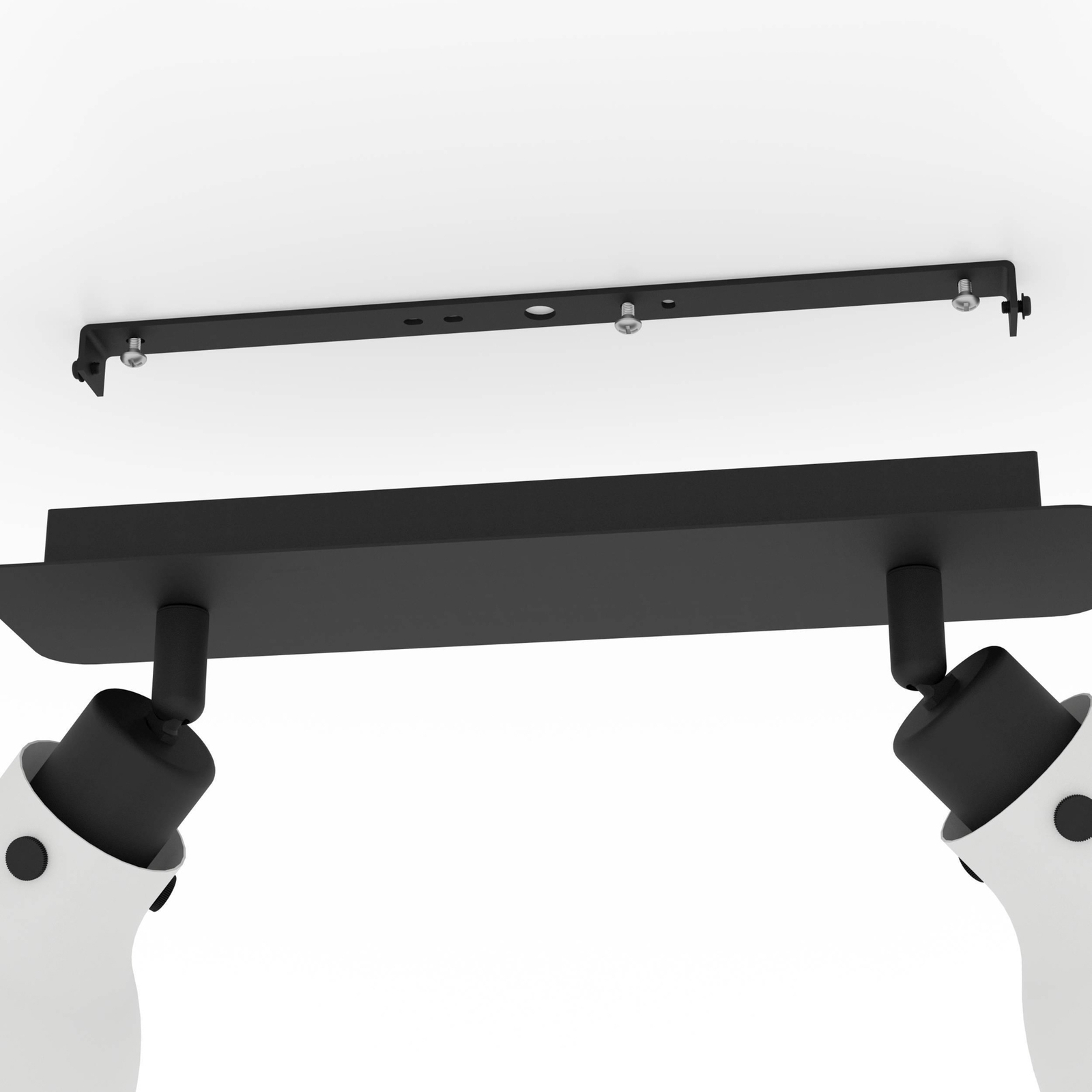 Matlock downlight de techo, longitud 52 cm, gris/negro, 2 luces.