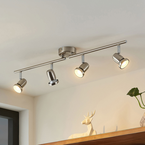 ELC Simano LED-Deckenstrahler, nickel, vierflammig