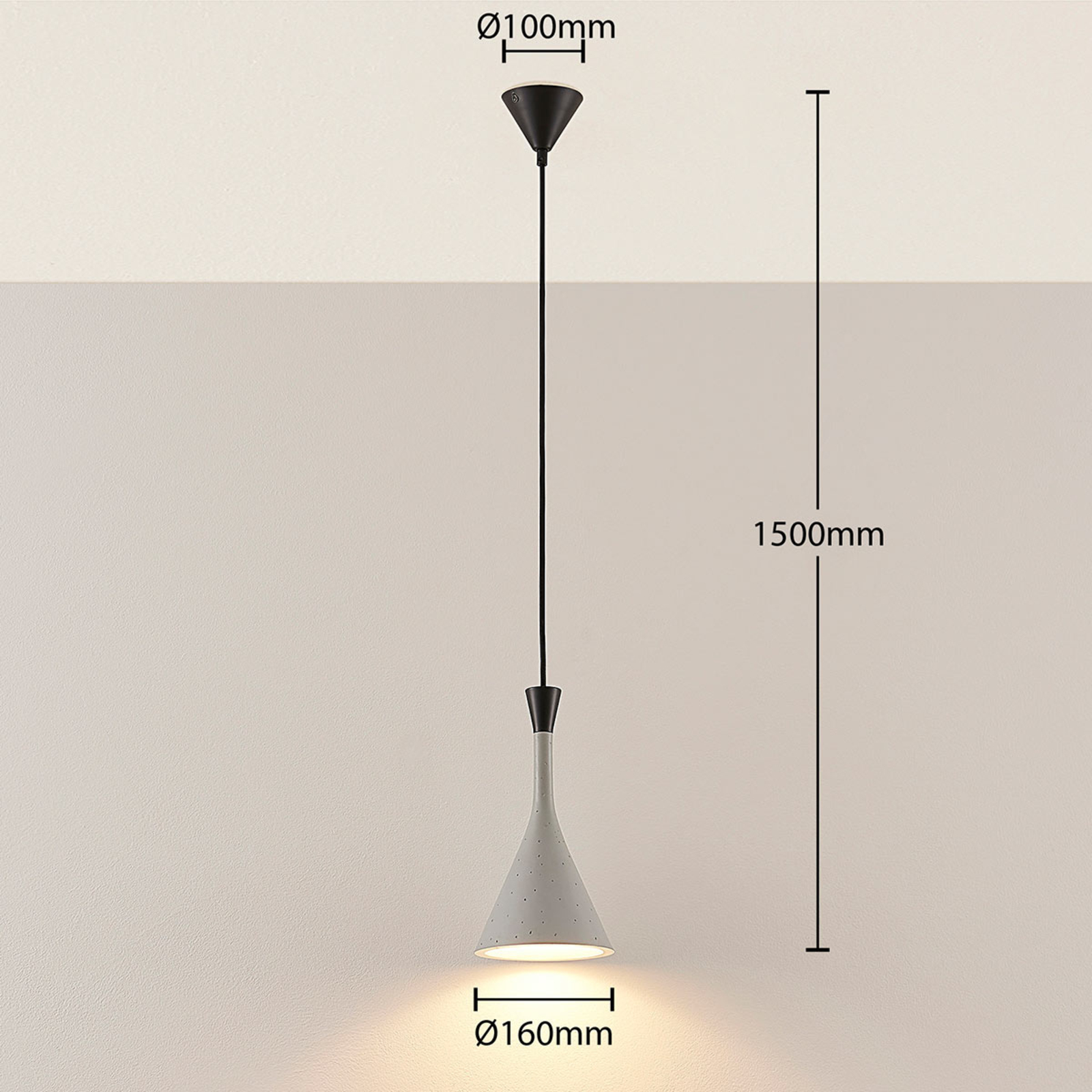 Flynn Hanglamp Ø16 Concrete - Lindby