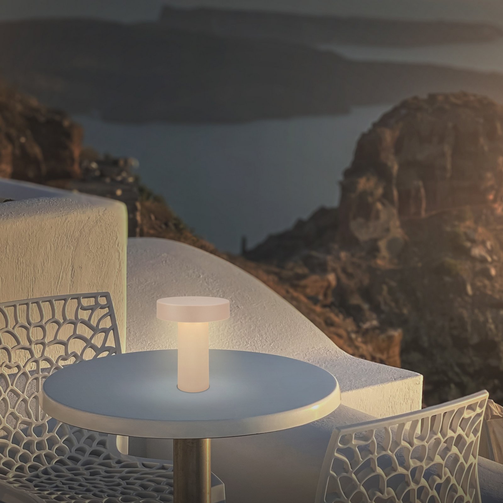 Bito LED rechargeable table lamp, beige/beige, height 20 cm, IP44