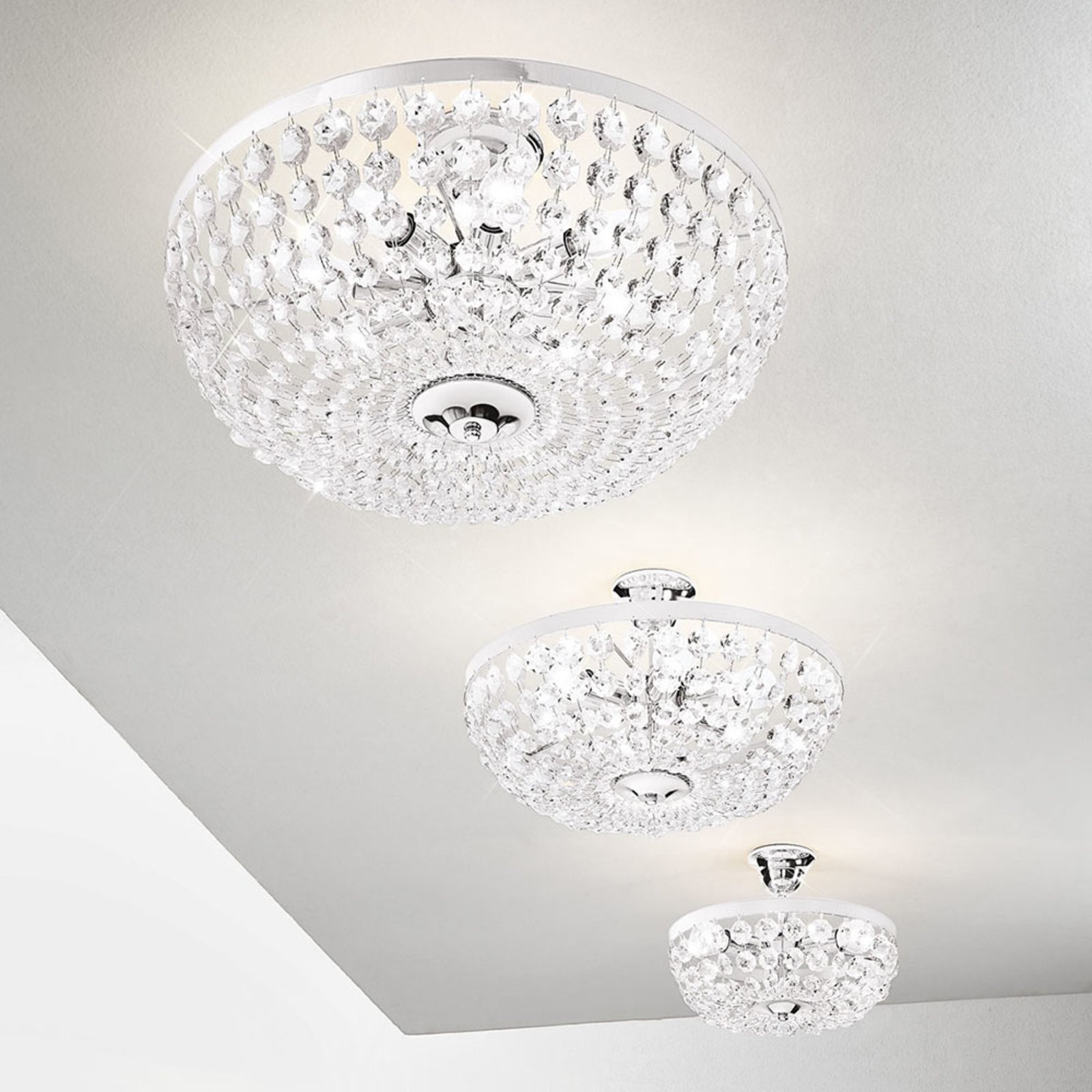Valerie ceiling light, chrome, Ø 50 cm