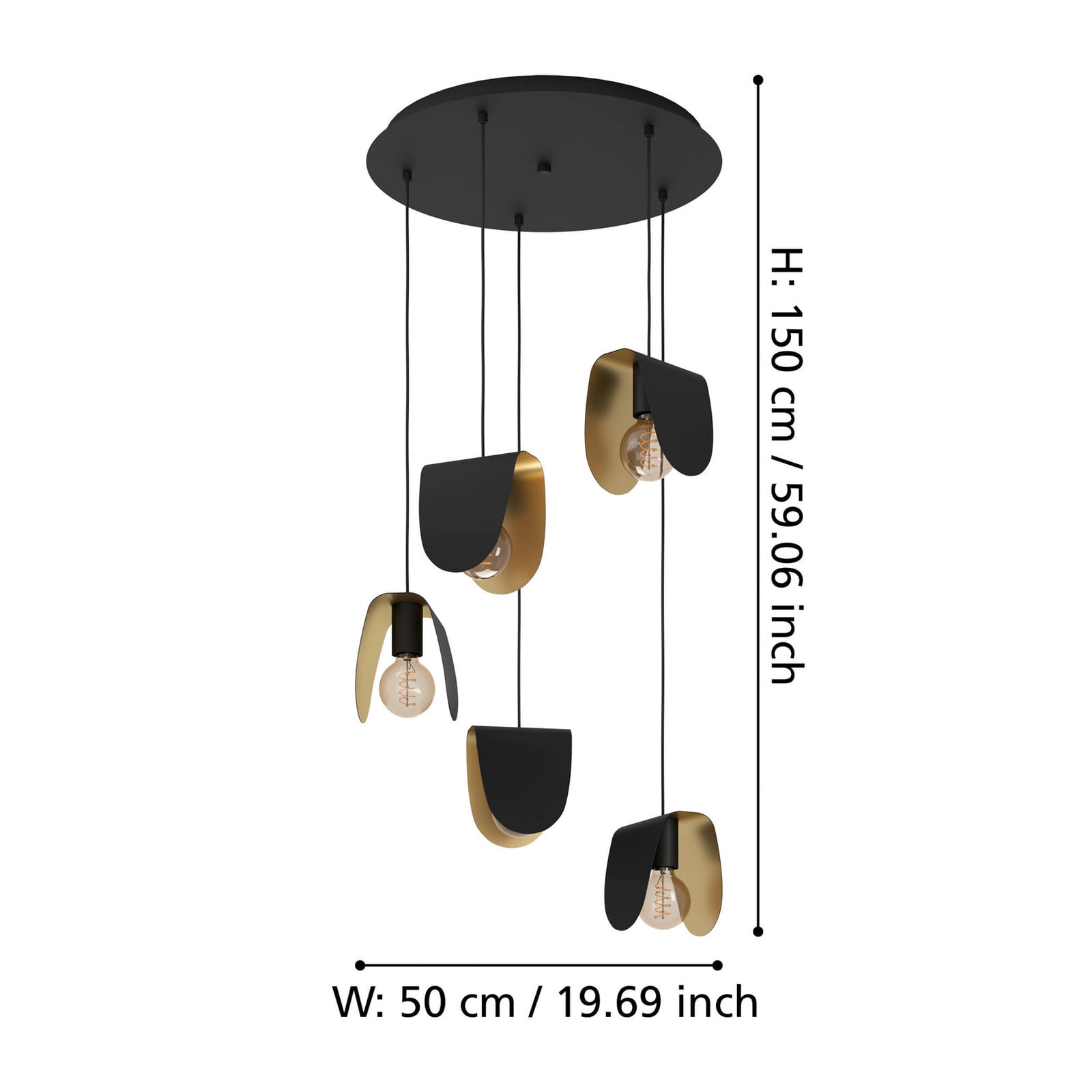 EGLO Stars Of Light Żyrandol Serenara, 5-punktowa, czarno-złoty EGLO Stars Of Light Żyrandol Serenara, 5-punktowa, czarno-złoty