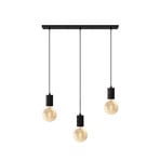 Calex Retro hanglamp, hoekig, 3-lamps, zwart