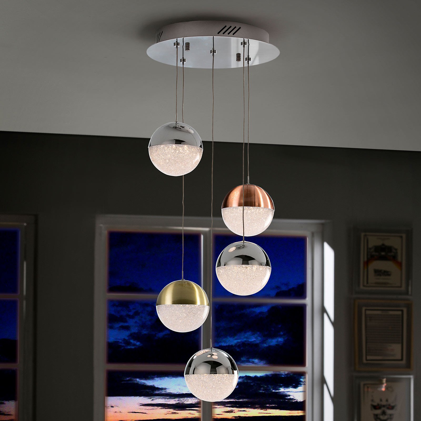Lampă suspendată LED Sphere multicolor 5 becuri