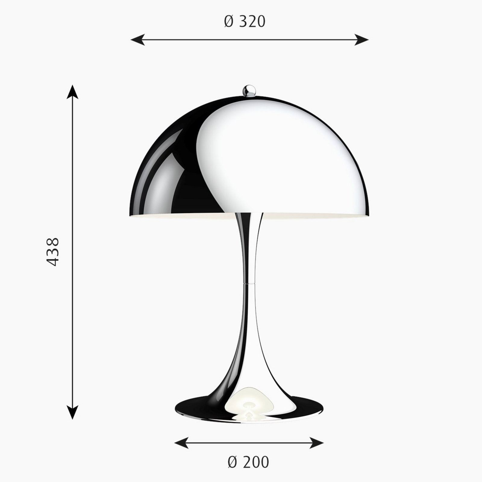 Panthella 320 table lamp, chrome - Louis Poulsen