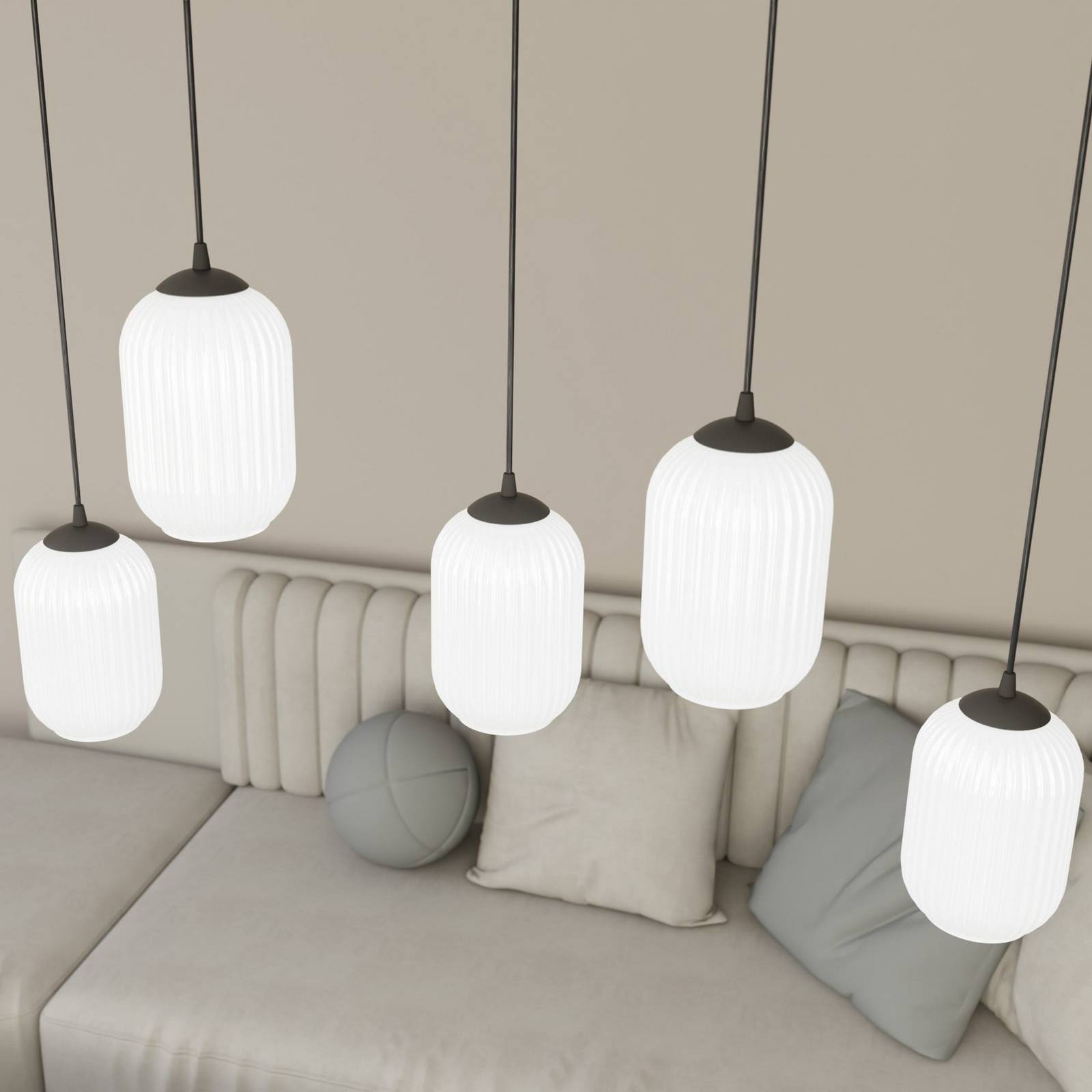 Lampa wisząca Verdi, Ø 30 cm, czarny/opal, stal/szkło, 4-punktowa.