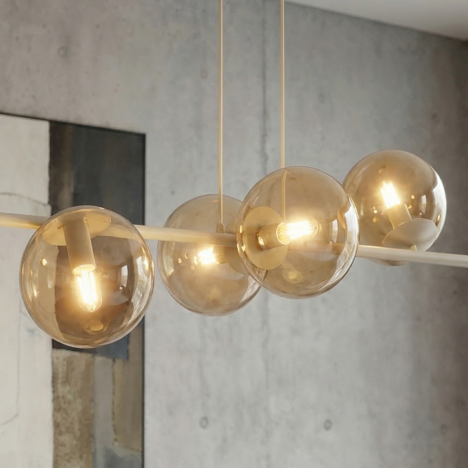 Rossi pendant light, beige, length 130 cm, 8-bulb, glass/metal Rossi pendant light, beige, length 130 cm, 8-bulb, glass/metal