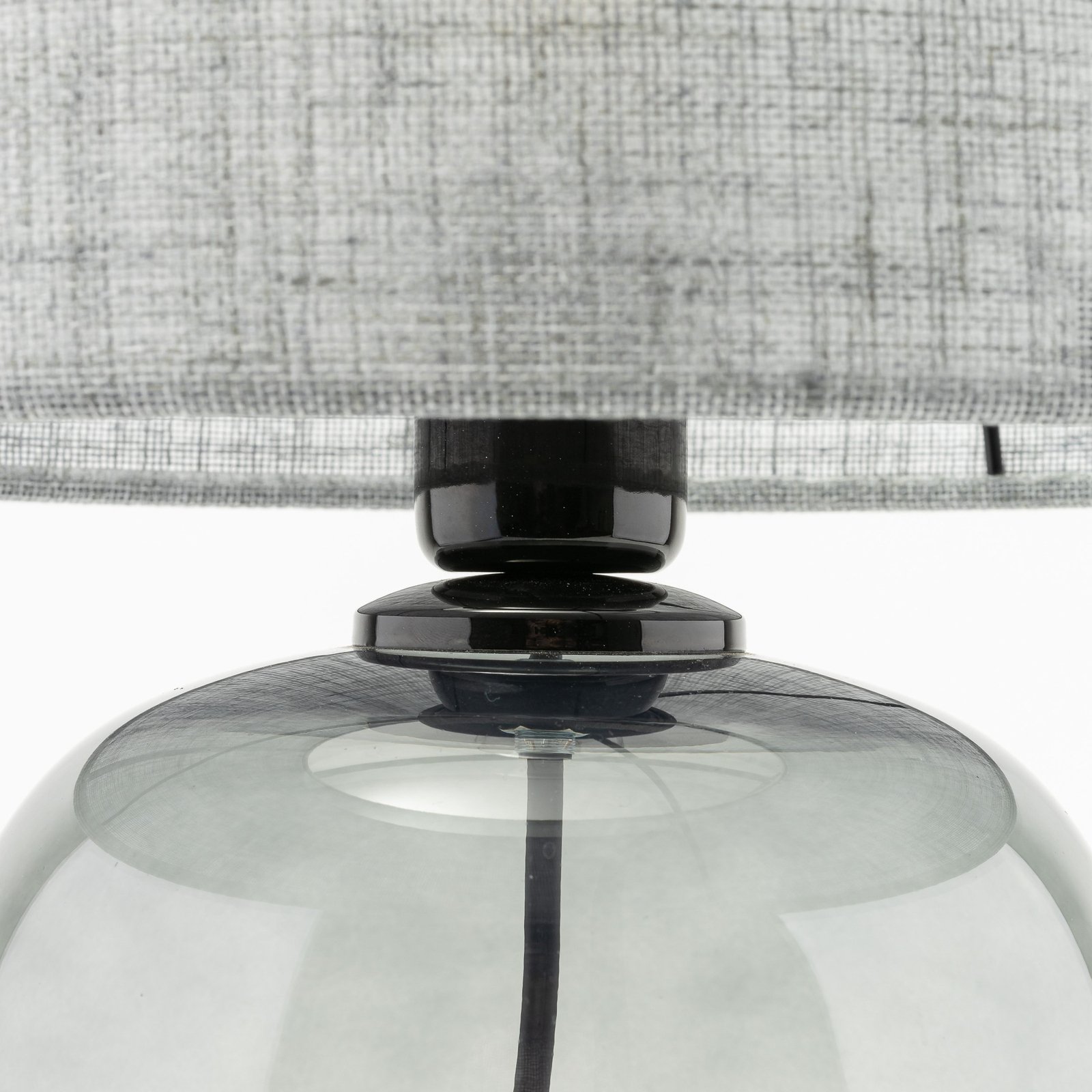 Candeeiro de mesa Melody, altura 48 cm, vidro cinzento fumado, tecido