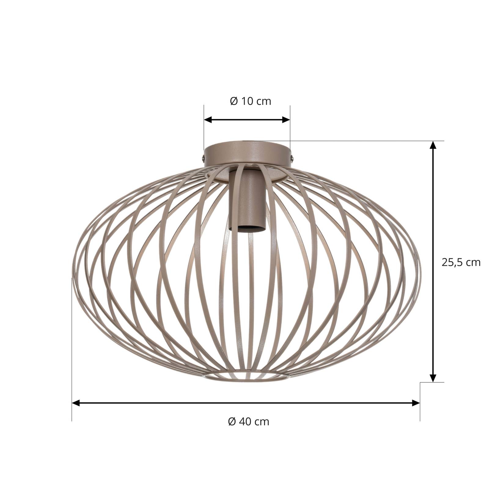 Lampa sufitowa Lindby Maivi, beżowa, 40 cm, żelazo, klatka