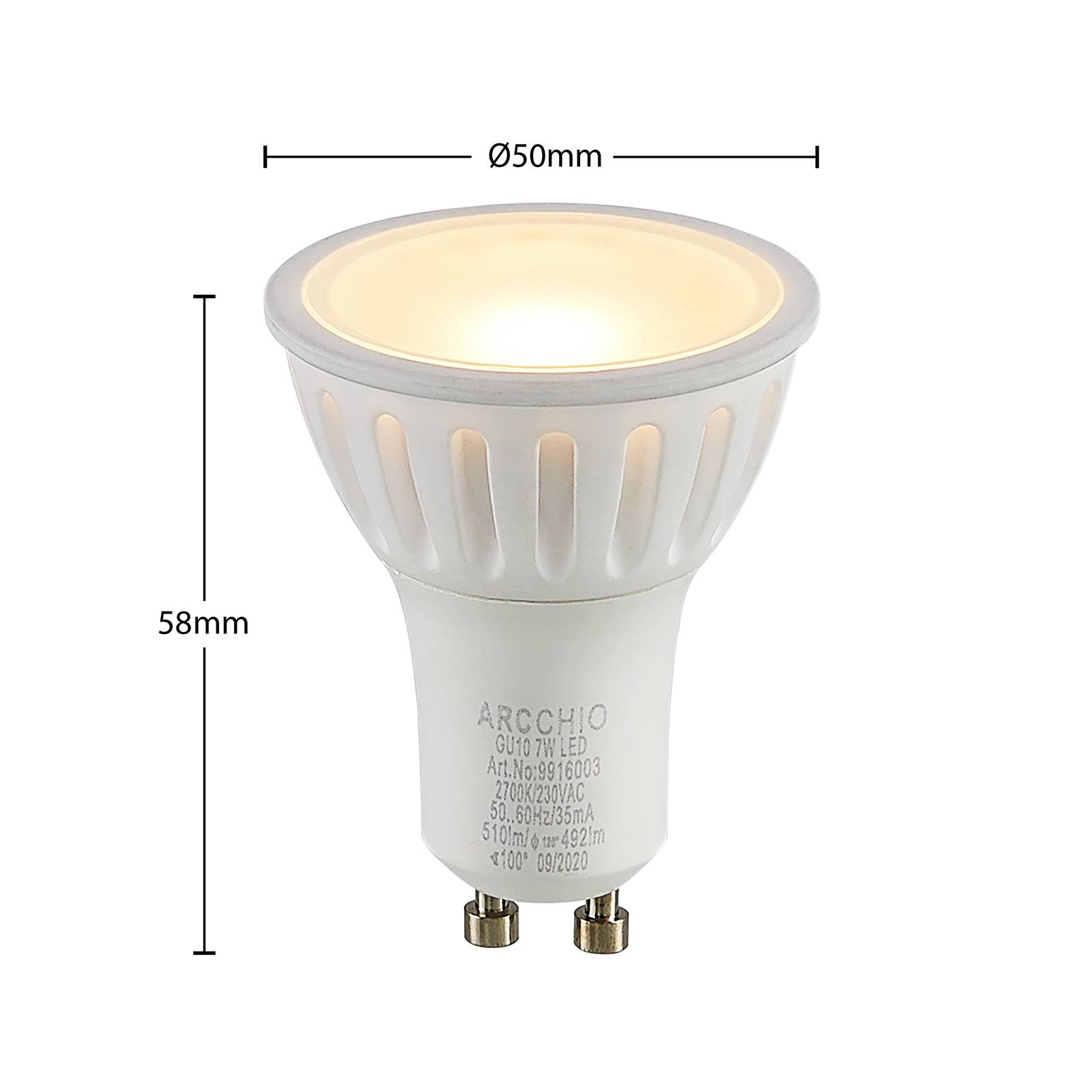 Photos - Light Bulb Arcchio GU10 LED bulb 100° 7W 2,700K dimmable 