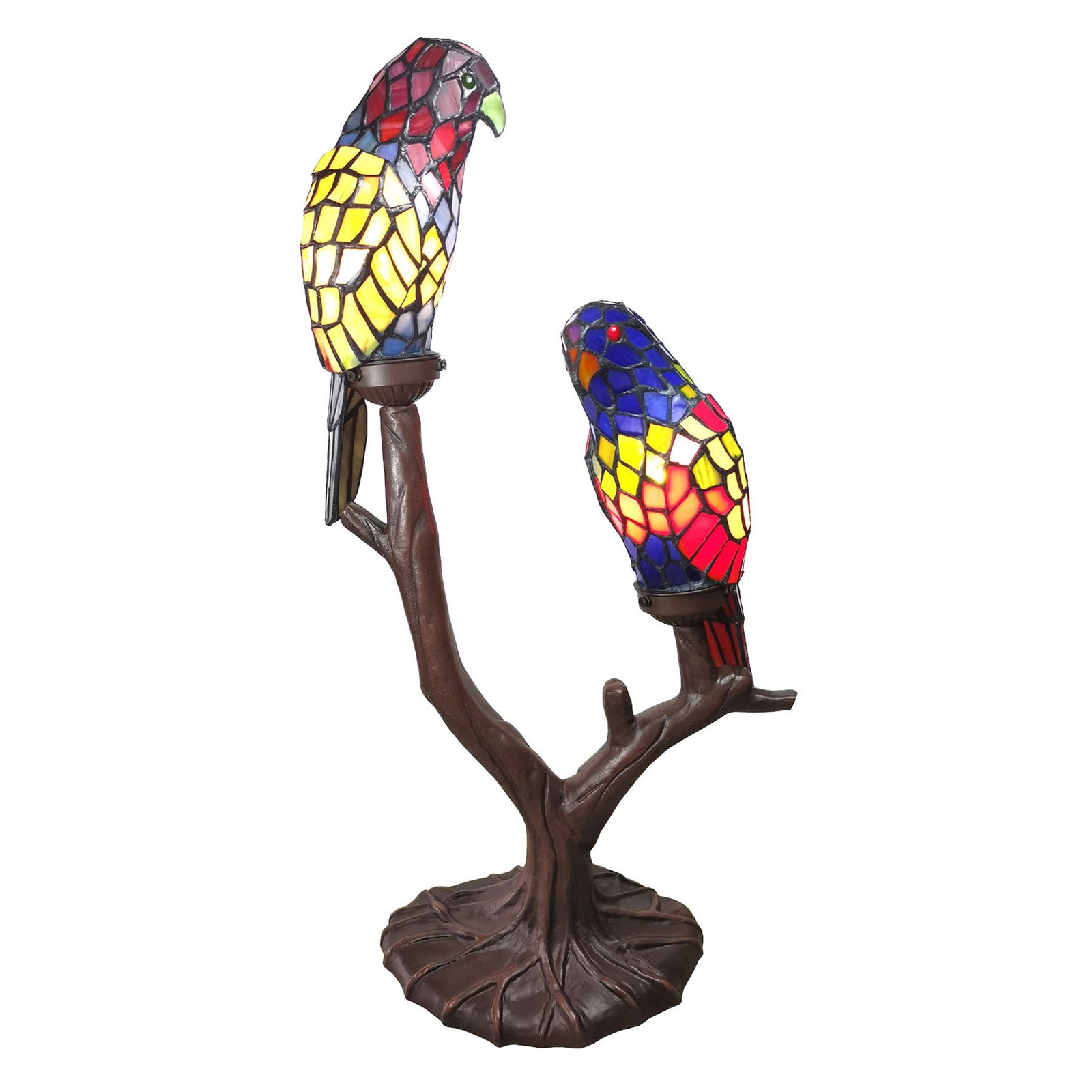 6017 bordlampe, to papegøyer, Tiffany-design