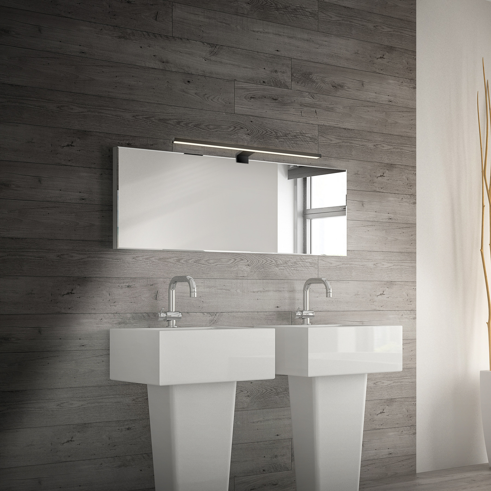 LED spoguļlampa Dun 2 in 1, melna matēta, IP44, garums 50 cm