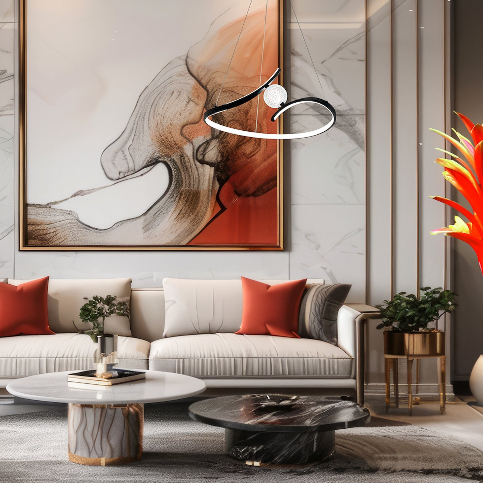 LED-Hängeleuchte Perla, Metall, Acryl, schwarz, 4.000 K