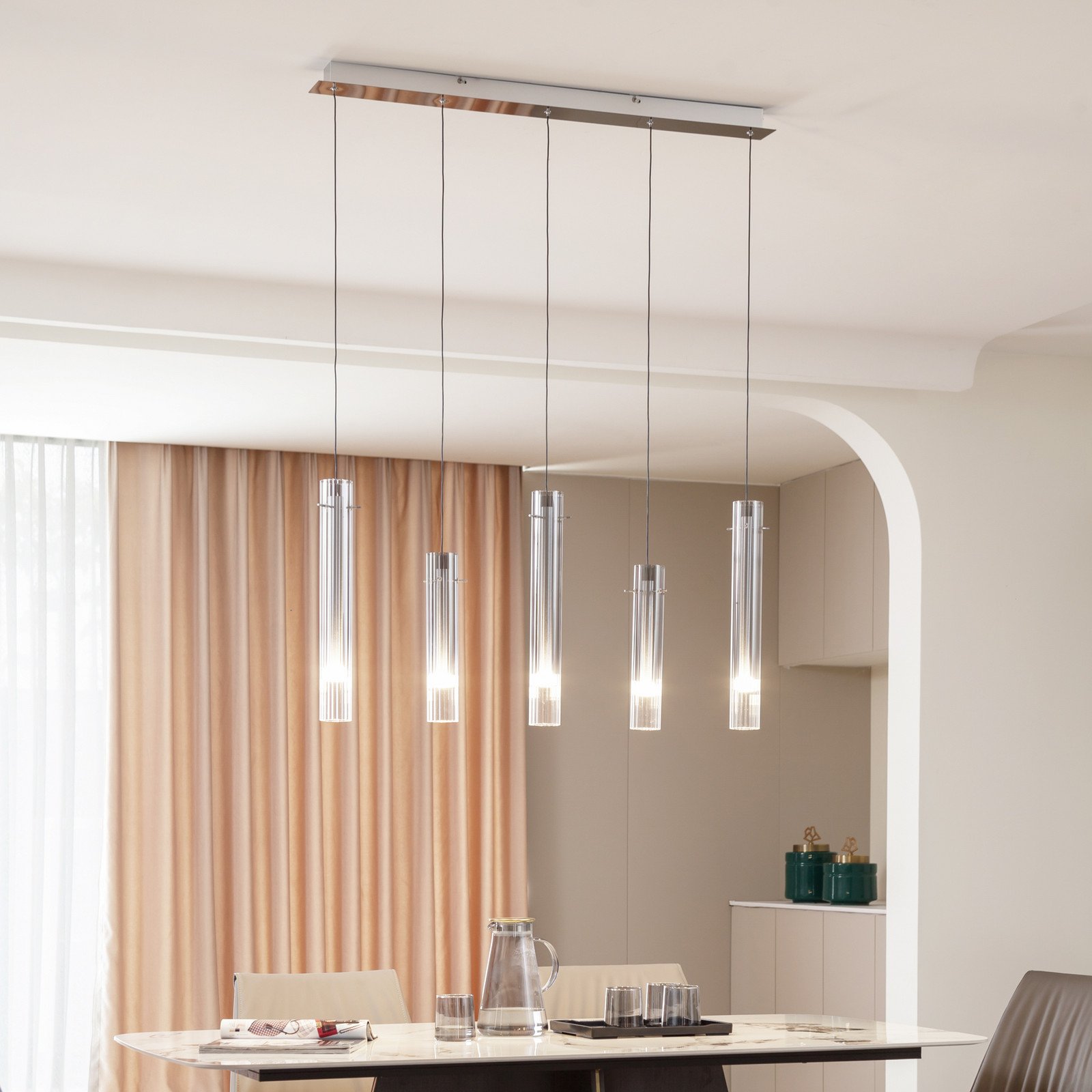 Lucande LED plafonieră cu LED-uri Korvitha 5 lumini gri sticlă - Camera de zi / sufragerie - modern - gri fumuriu argintiu