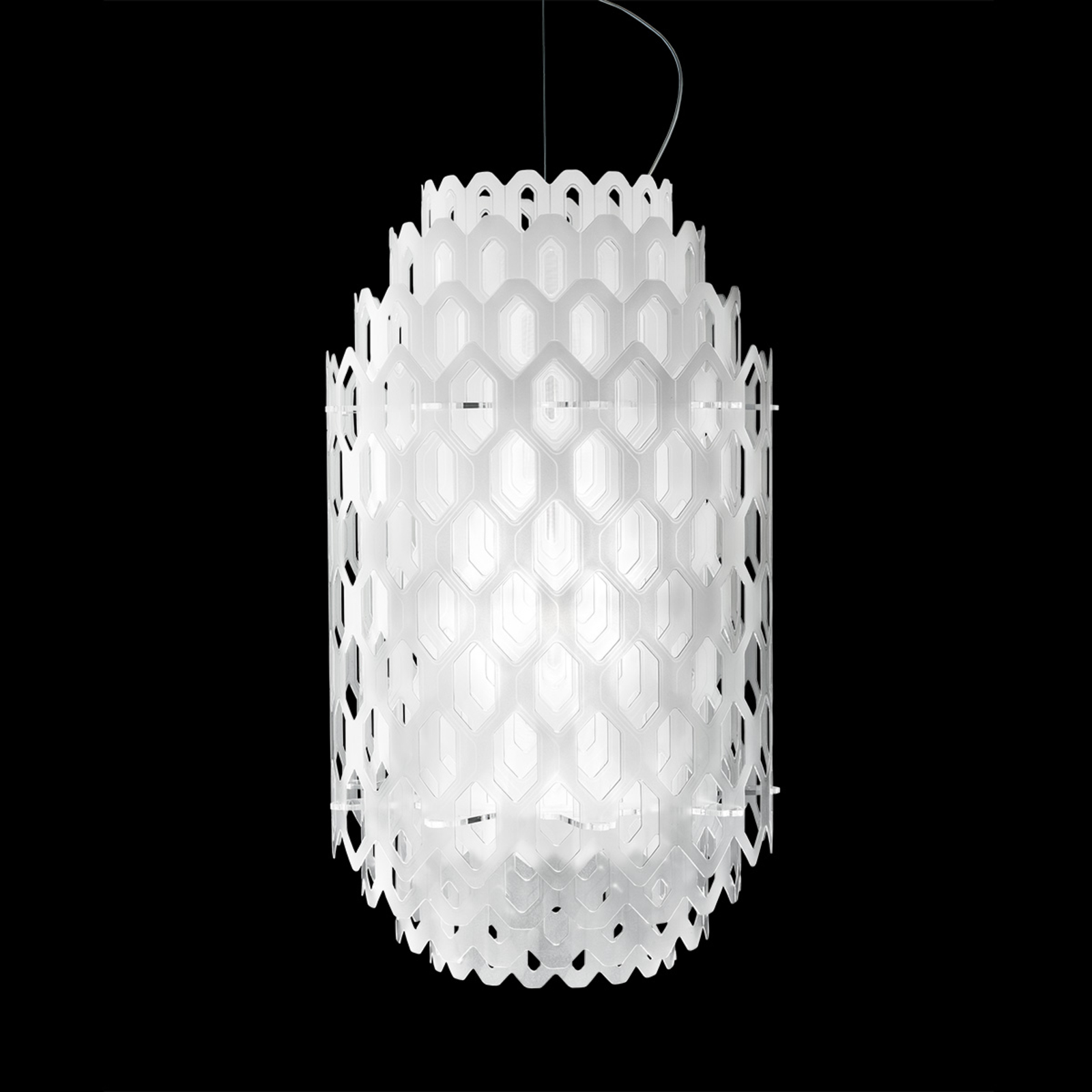 Slamp White Chantal designer LED hanging light, for Living / Dining Room, Cristalflex®, Lentiflex®, 40 W, energy efficiency: A+, H: 60 cm