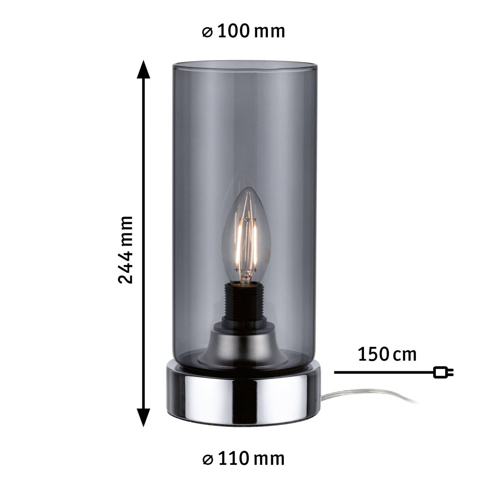 Paulmann lampa stołowa Pinja chrom/szary dym