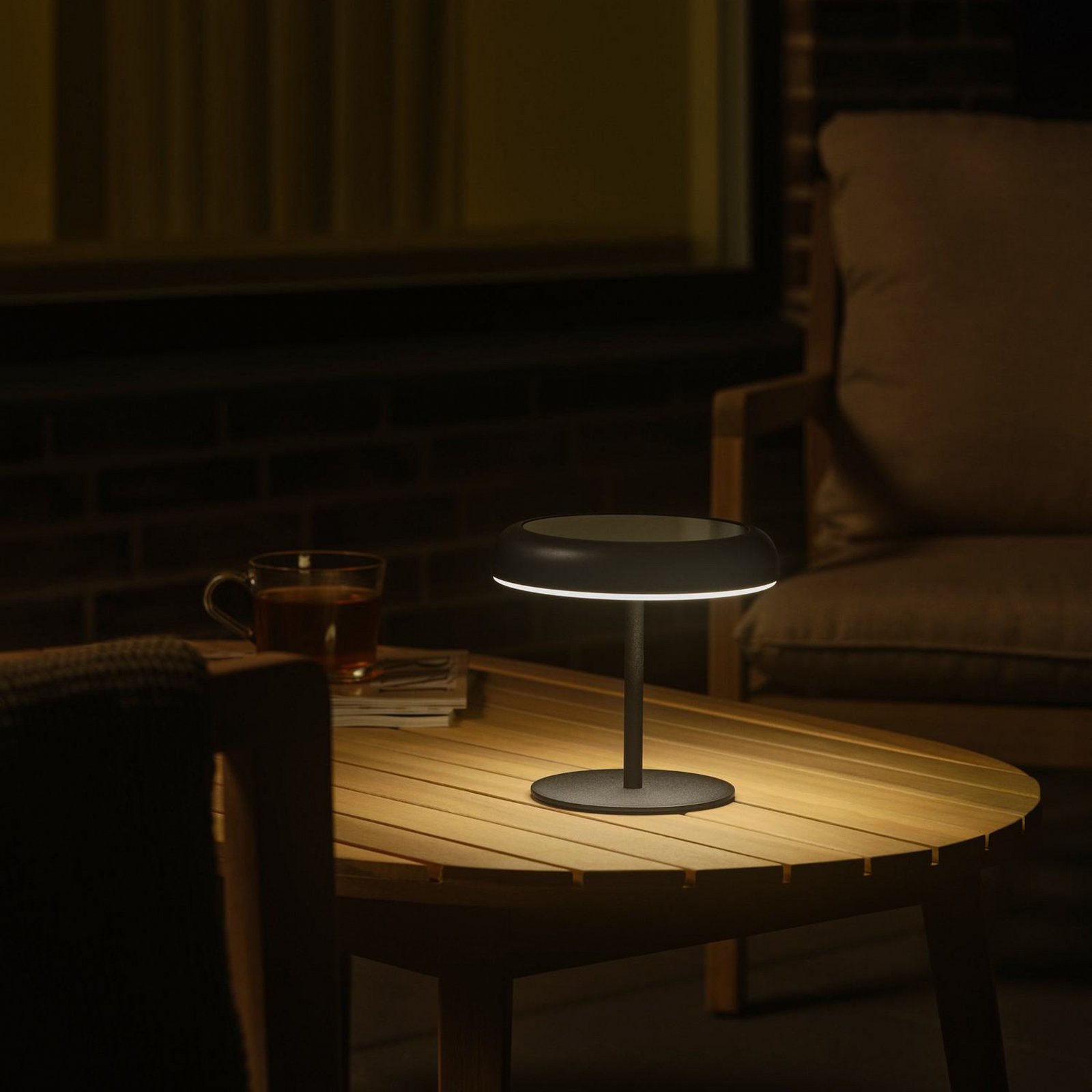 LED solar battery table lamp Elmer, black, metal, IP44