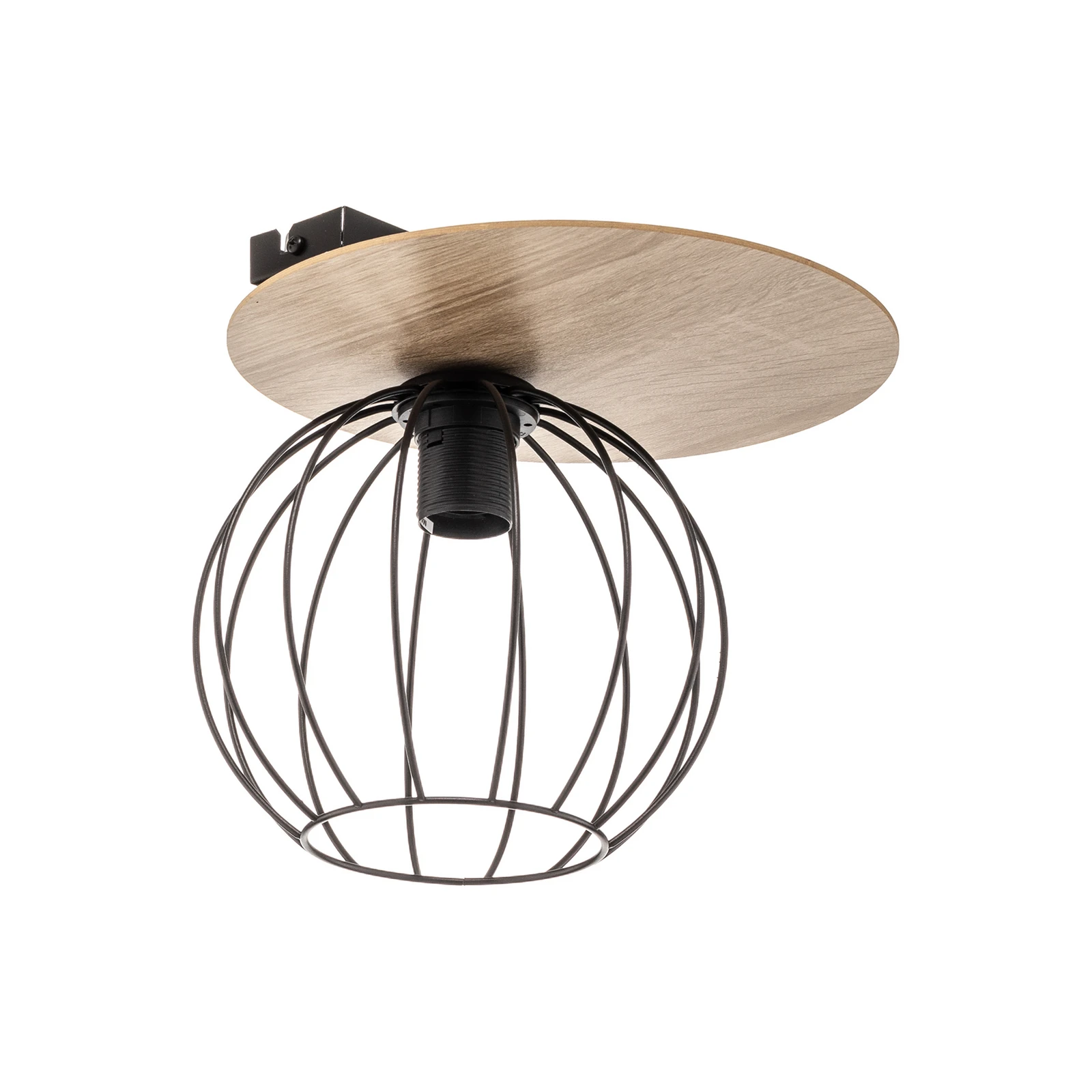 Plafondlamp Malin, houten kap rond, 1-lamp