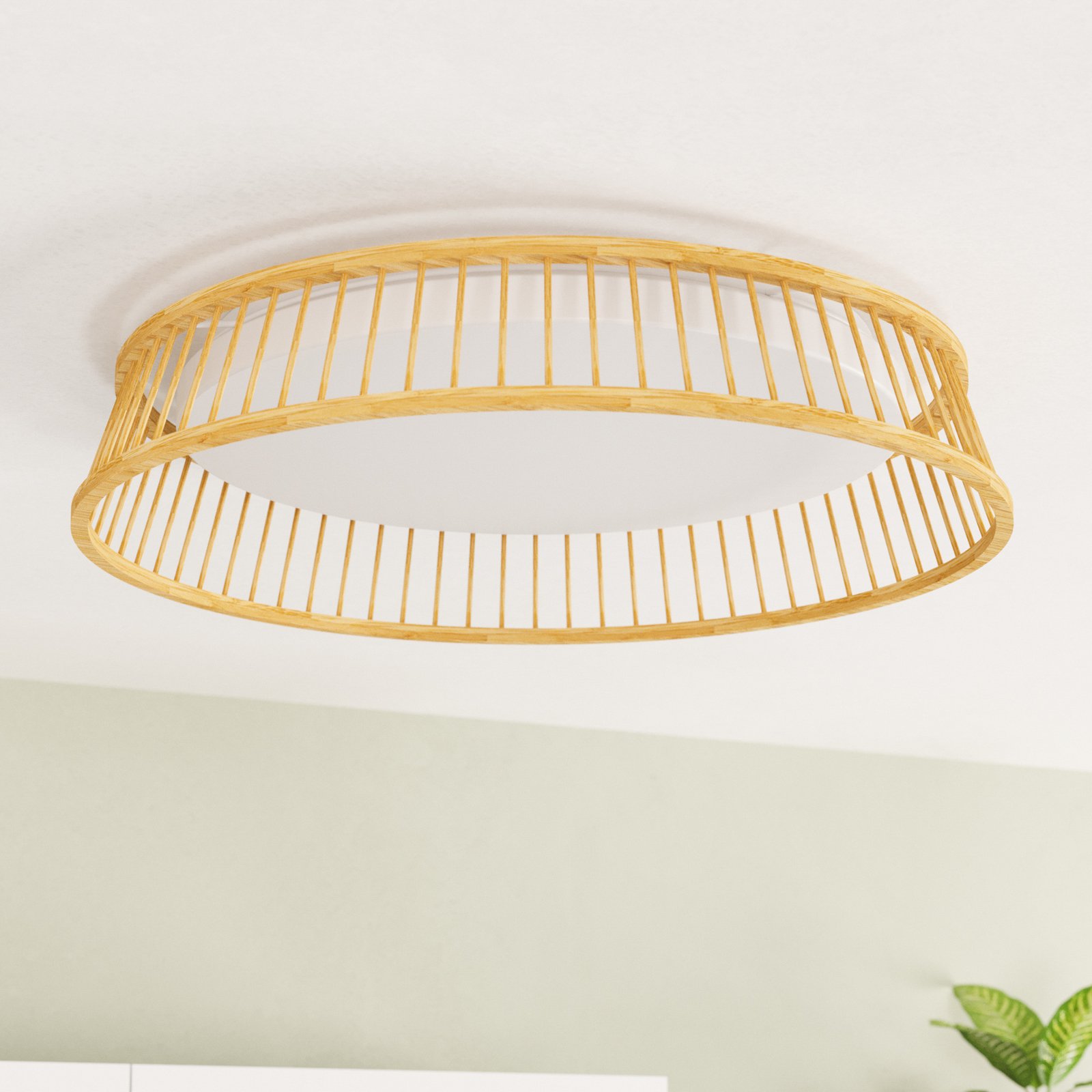 Candeeiro de teto EGLO LED Luppineria em vime Ø45cm