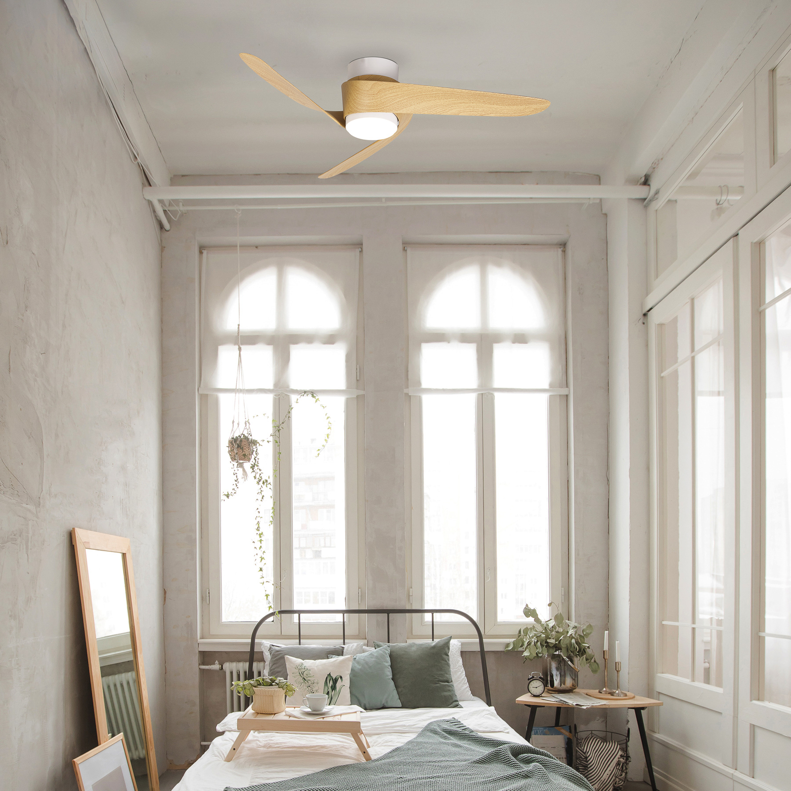 Ventilatore da soffitto a LED Isola legno DC silenzioso Ø 102 cm CCT