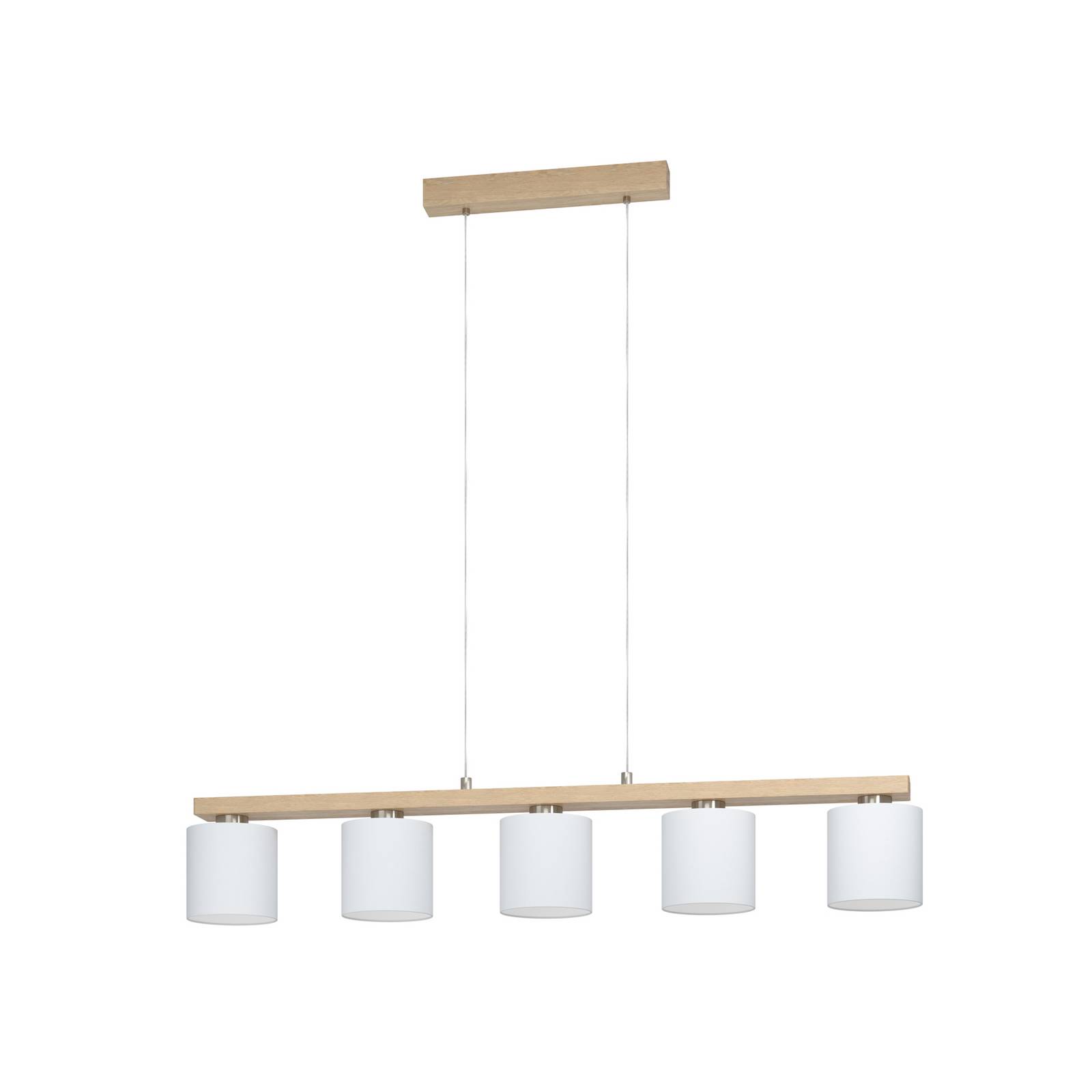 Hängelampe Castralvo Länge 115 cm holz weiß 5-flg Stoff
