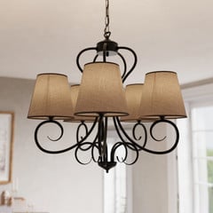 Lampadario Midgrad, 5 luci, marrone