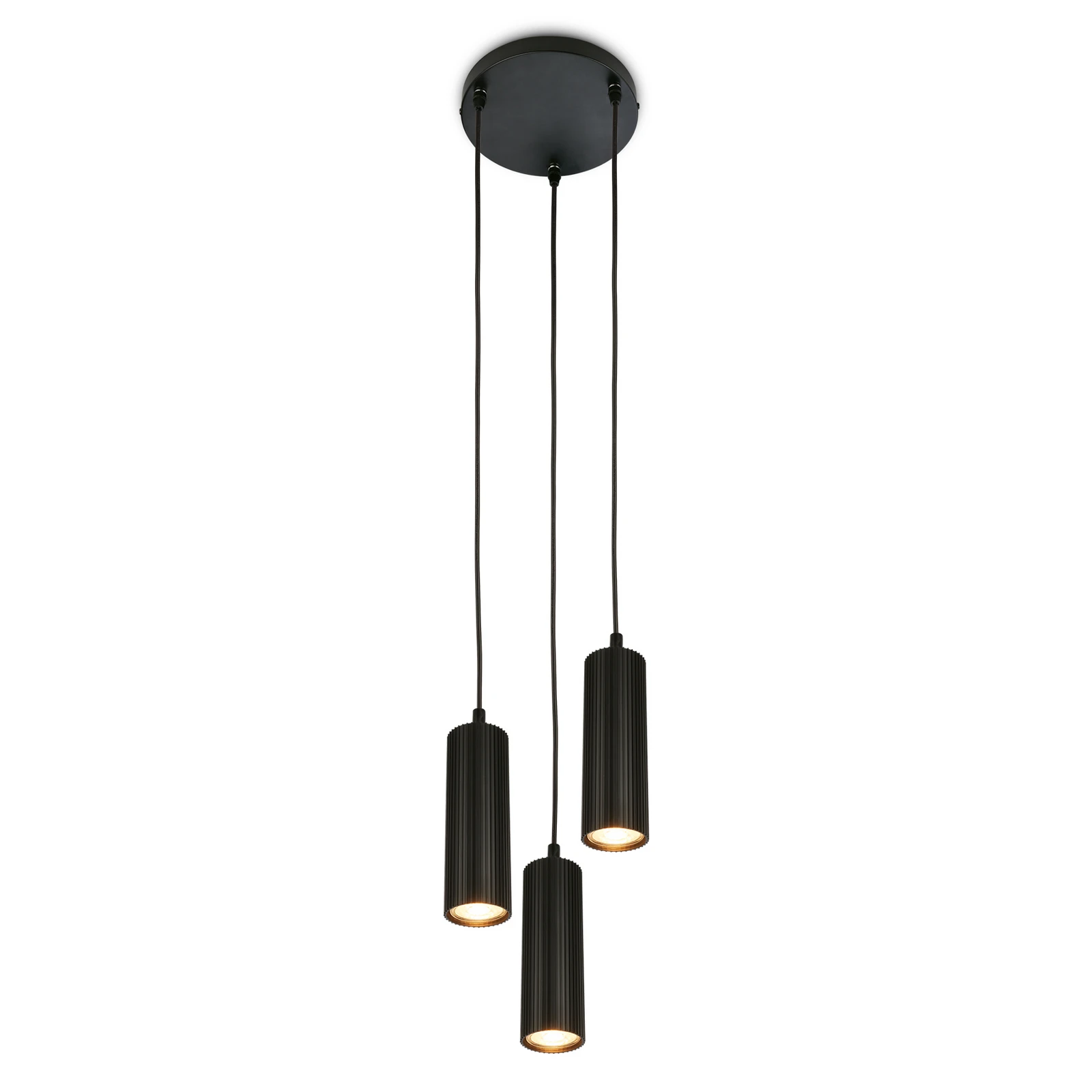 Lámpara colgante Ida, negra, 3 luces, Ø 20 cm, GU10