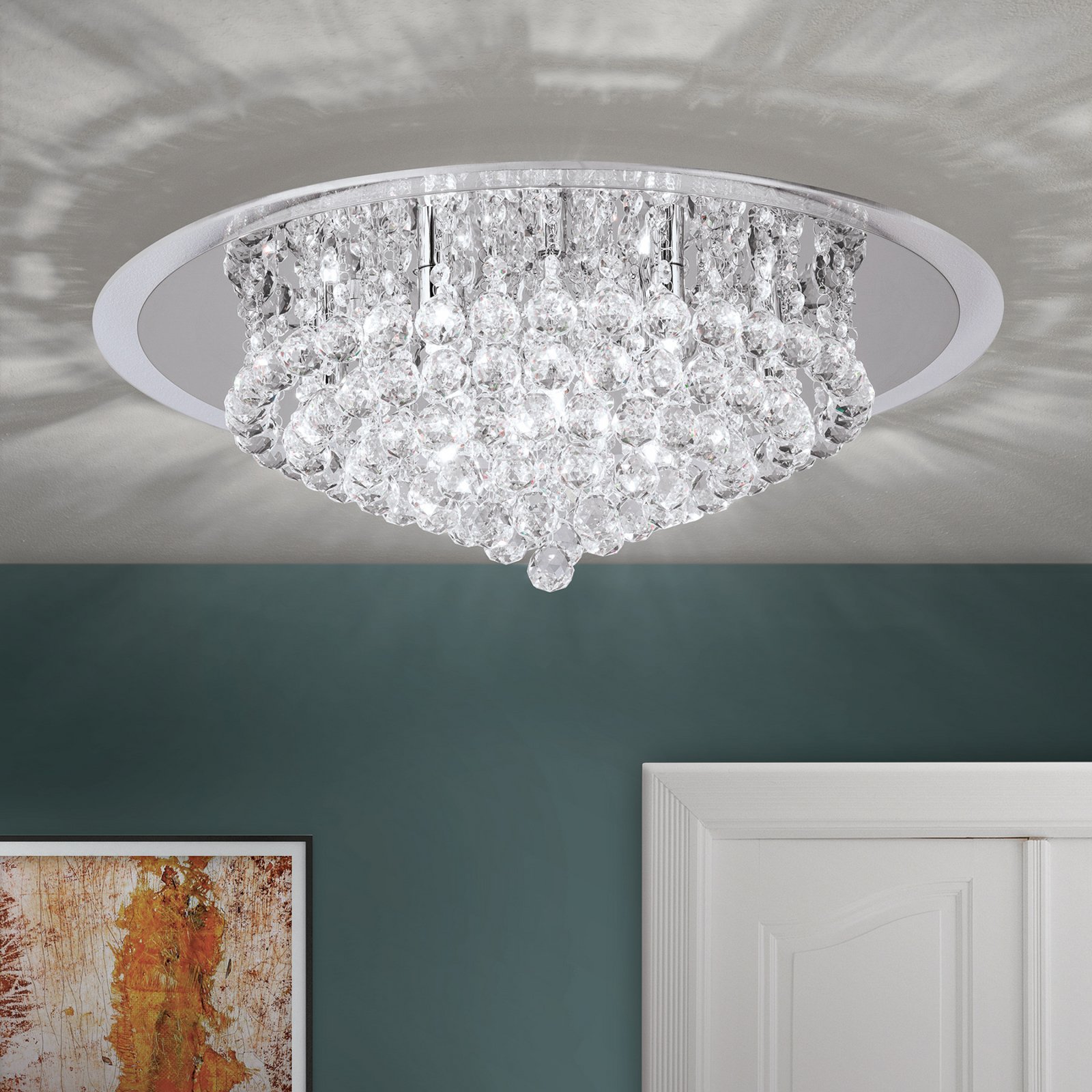 Carol Chrome Ceiling Light with Crystal Decoration