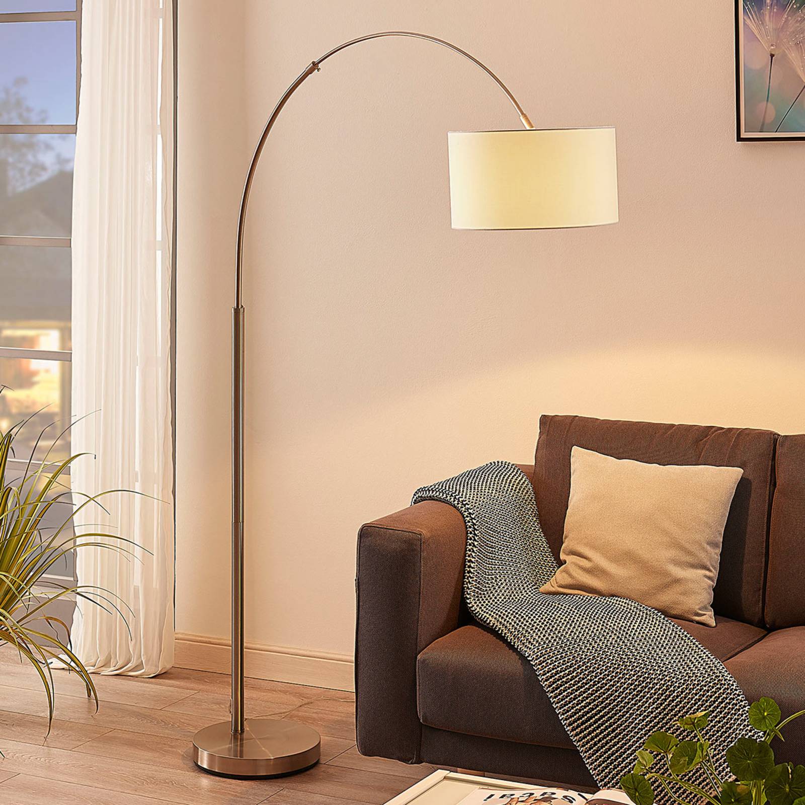 dexter arc floor lamp with white shade