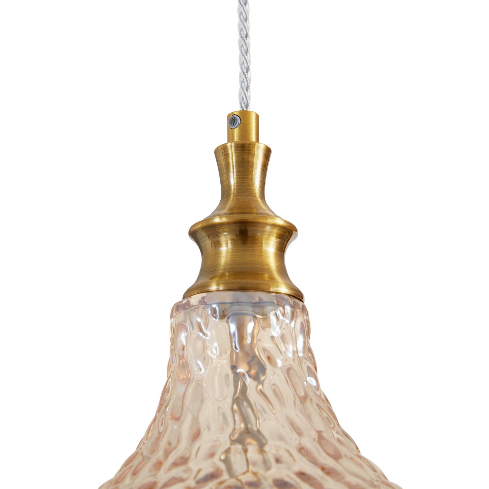 Lampa wisząca Lindby Drakar, 1-punktowa, bursztyn, szkło, Ø 19,5 cm